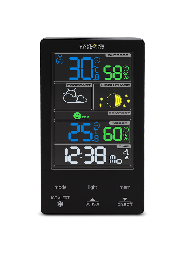 Explore Scientific WSC4009GYE000 Stazione Meteo Disp.ts Colori D.alarm Fasi Lunari