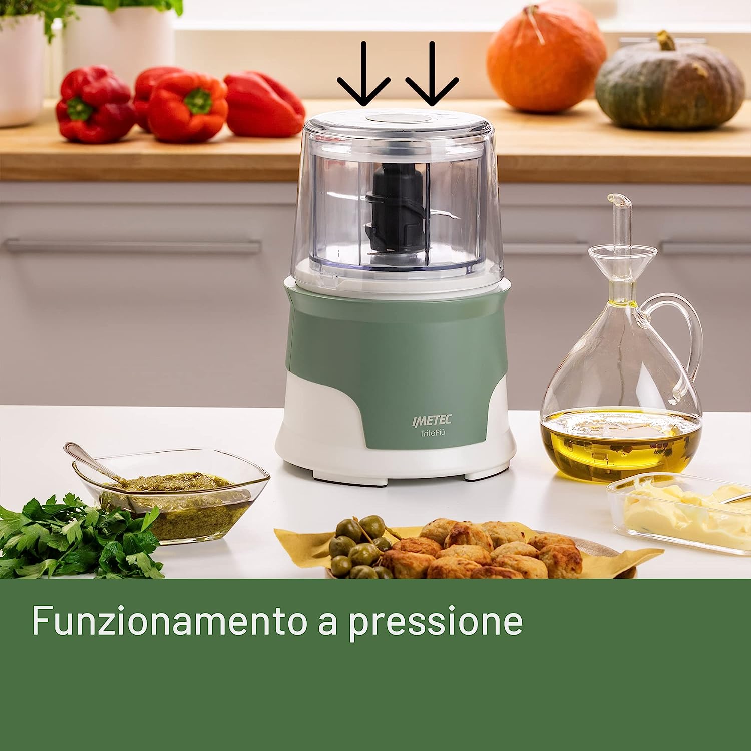 Imetec 7475 Tritatutto 1000w 600ml 4lame Tritapiu Bia/verde