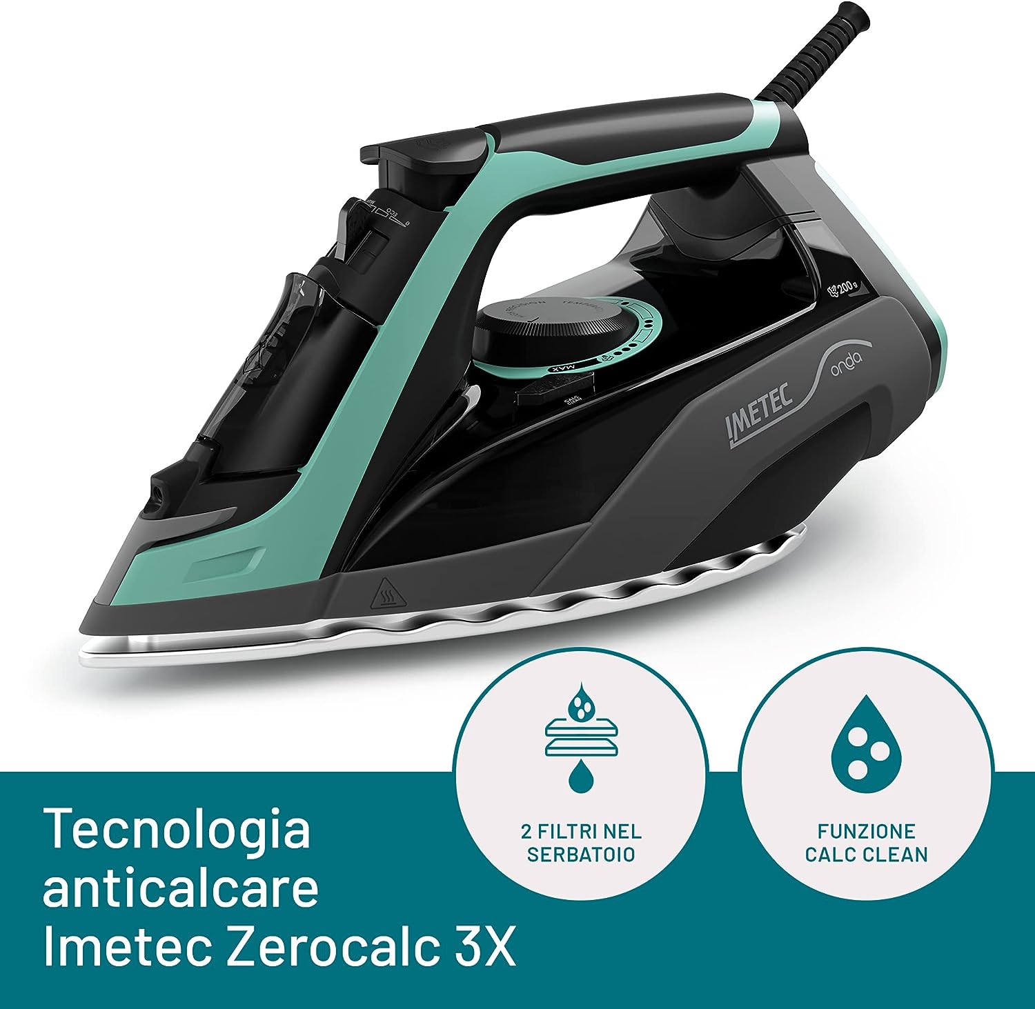 Imetec 9027 Ferro Vapore 2400w Onda F1 Zerocalc Nero