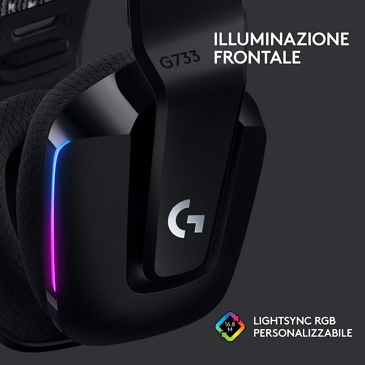 Logitech 981000864 Cuffia Game Wlss Lightspeed Rgb G733 Black Pc/con