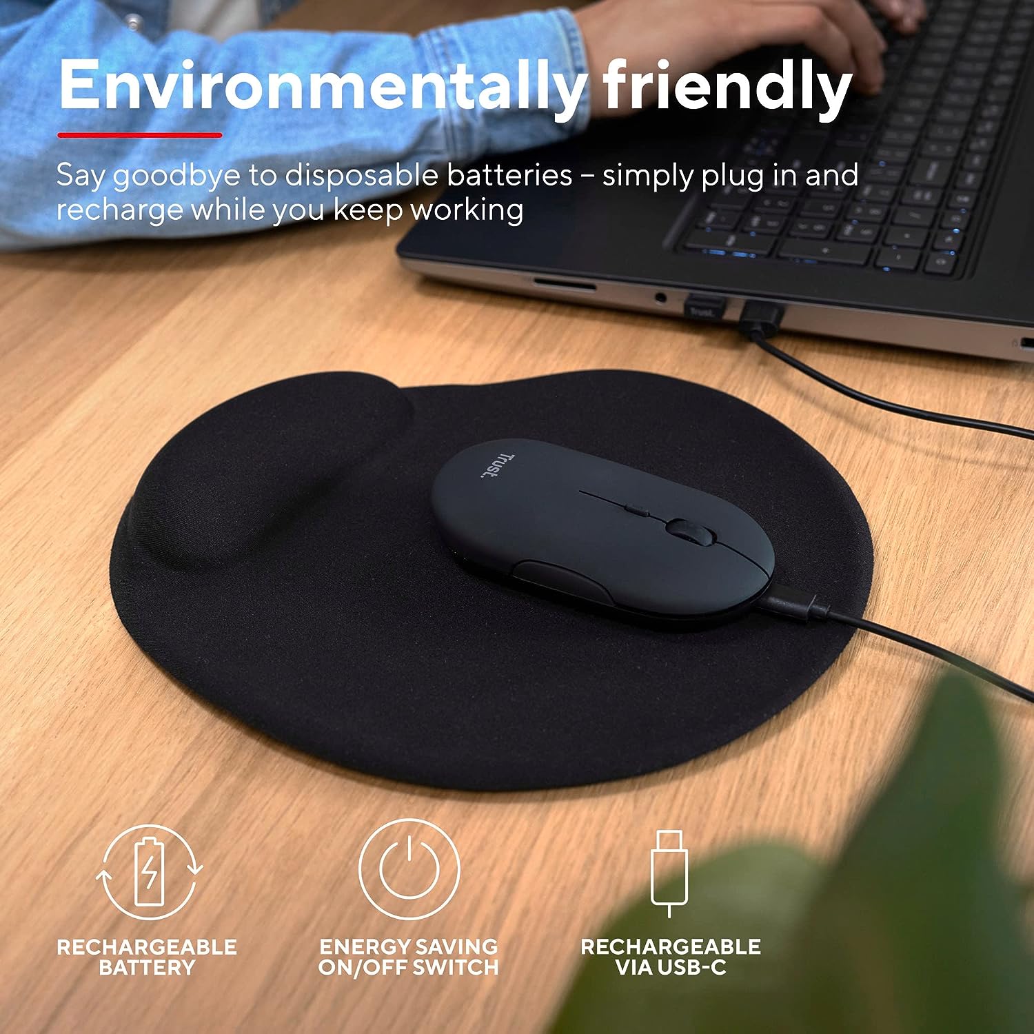 Trust Puck Mouse ultrasottile wireless ricaricabile Nero
