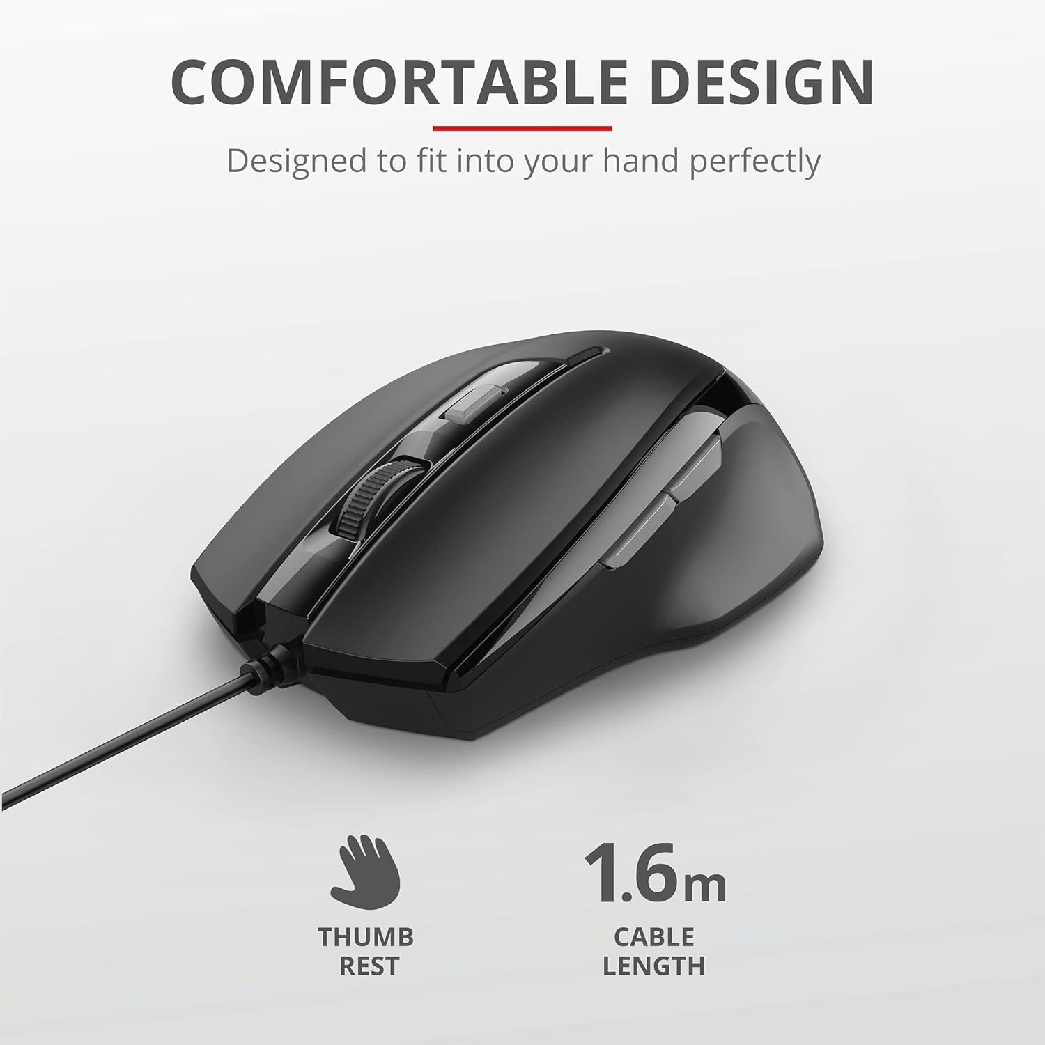 Trust Voca Mouse confortevole Nero