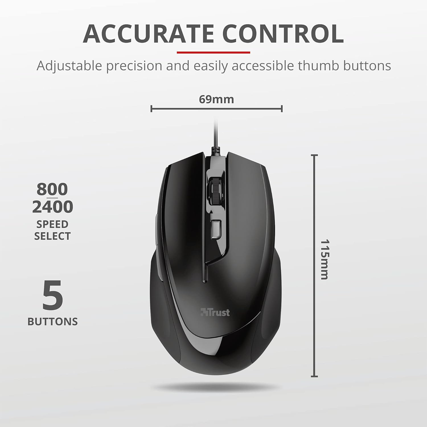 Trust Voca Mouse confortevole Nero