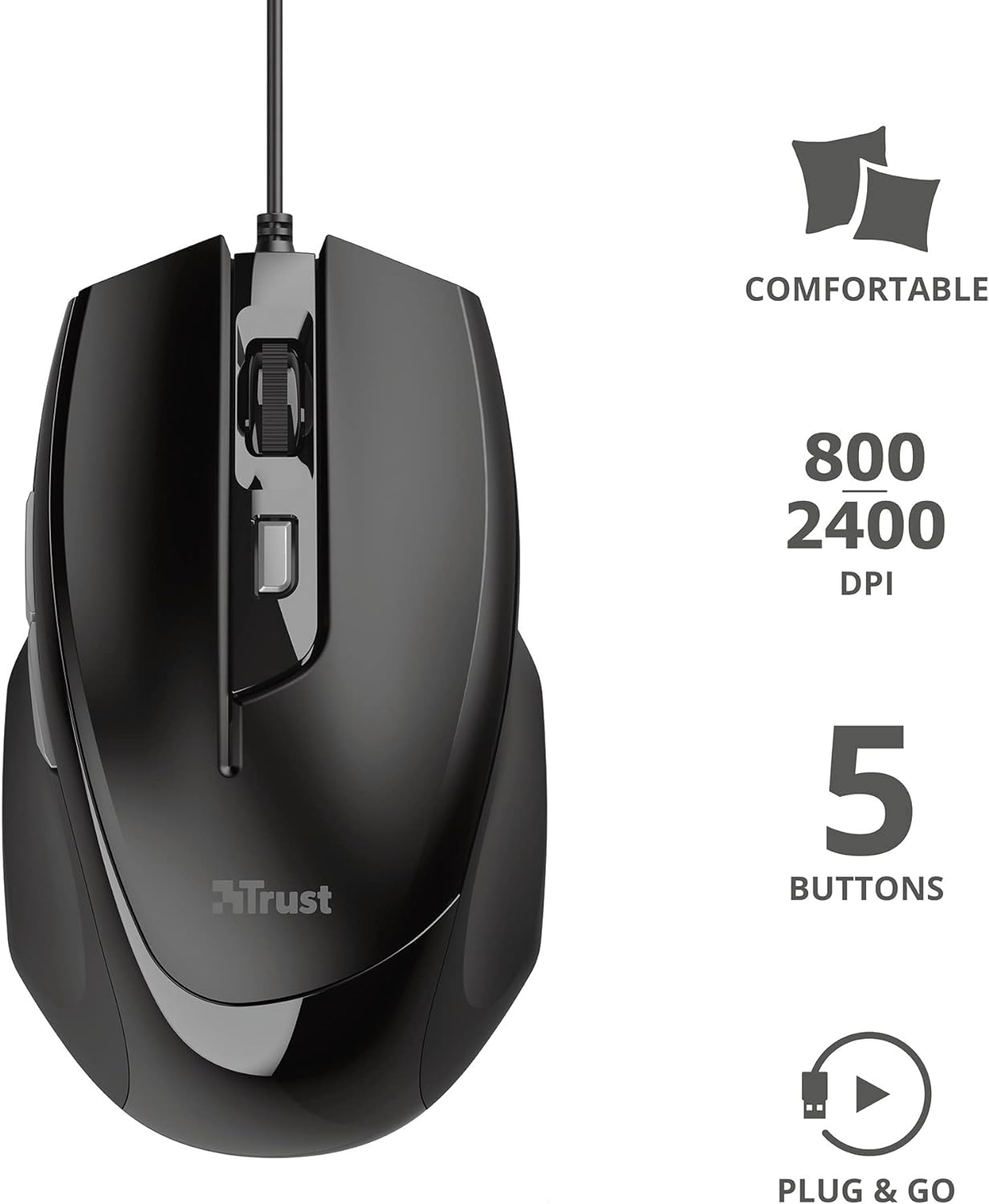 Trust Voca Mouse confortevole Nero
