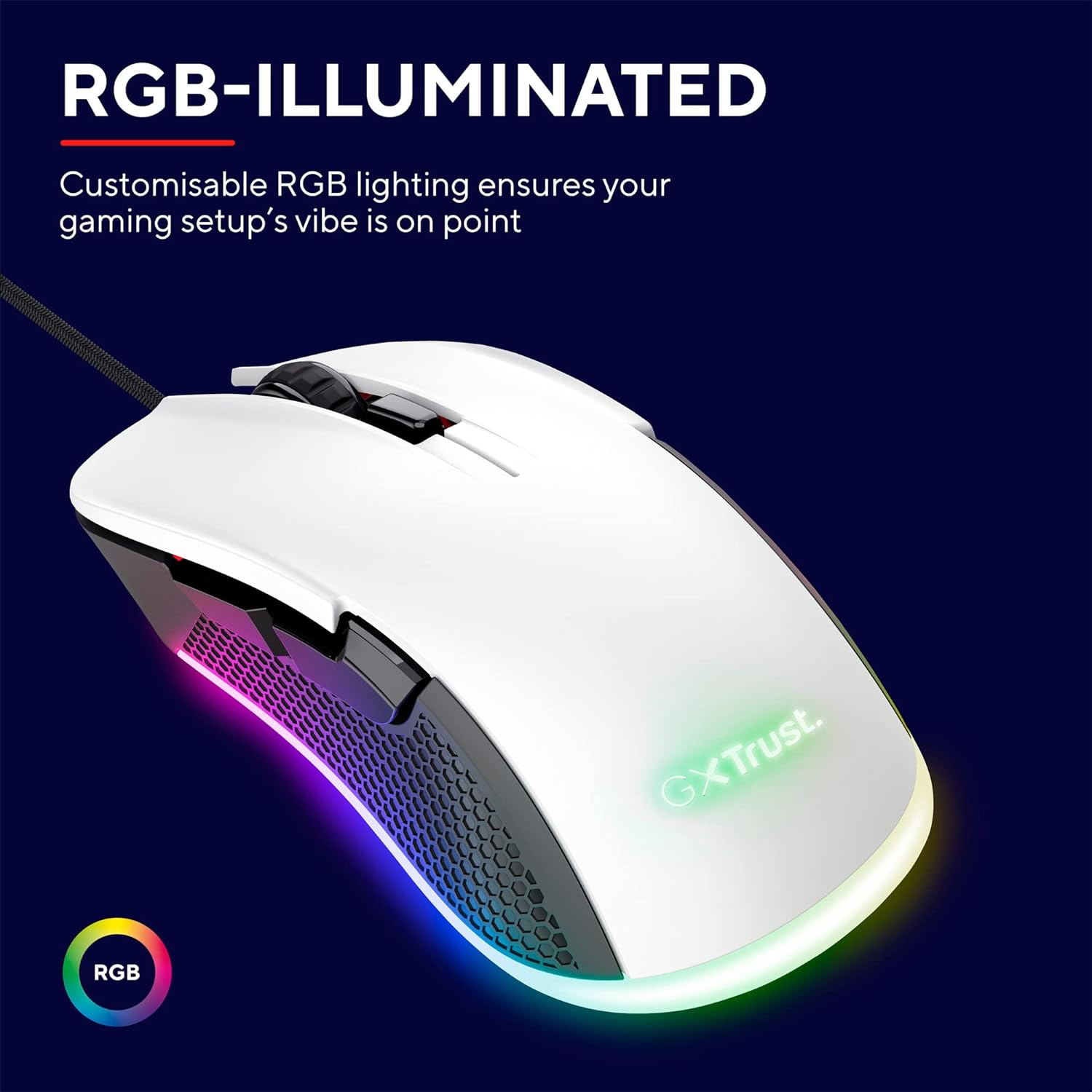 Trust Gaming GXT 922W Ybar Mouse gaming Bianco