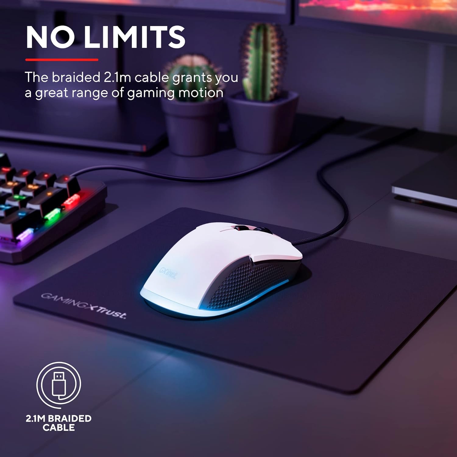 Trust Gaming GXT 922W Ybar Mouse gaming Bianco