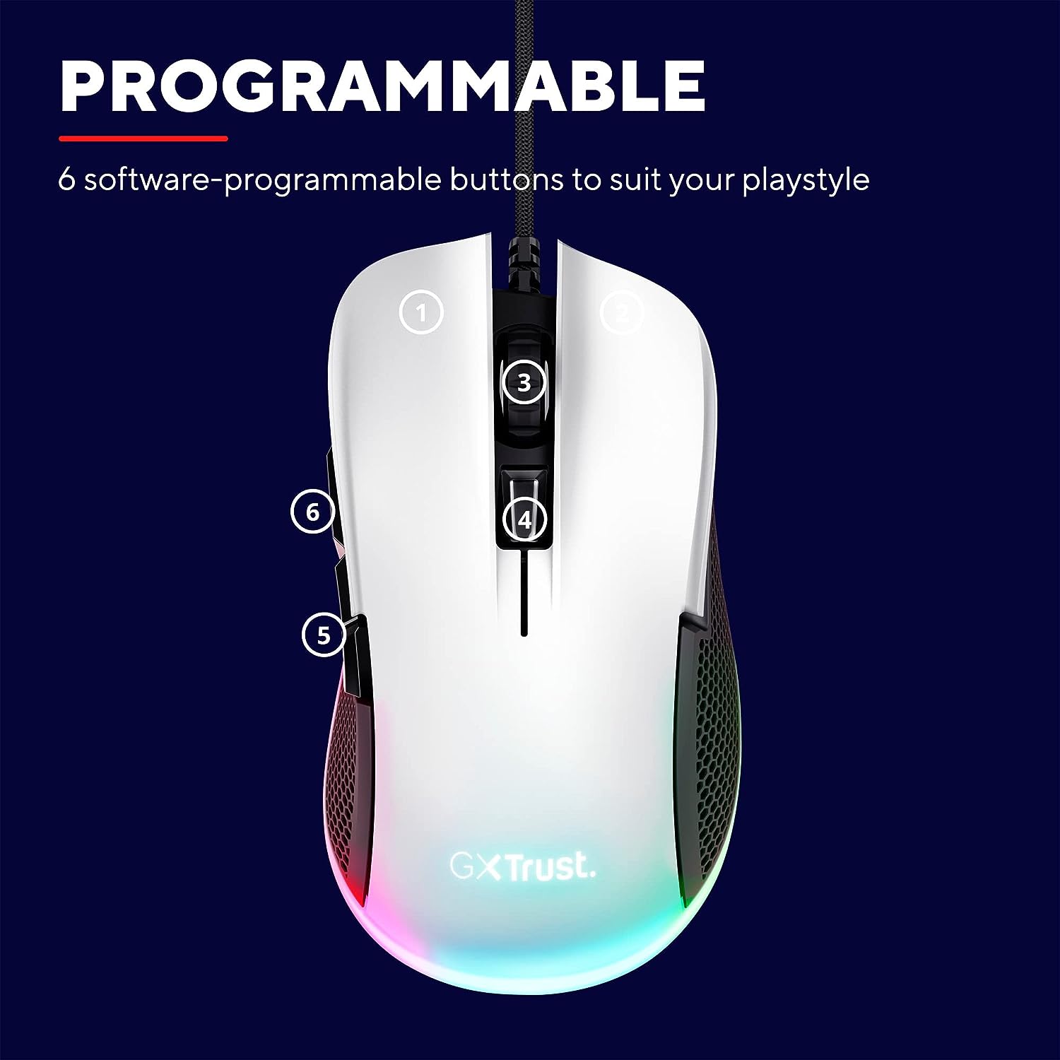 Trust Gaming GXT 922W Ybar Mouse gaming Bianco
