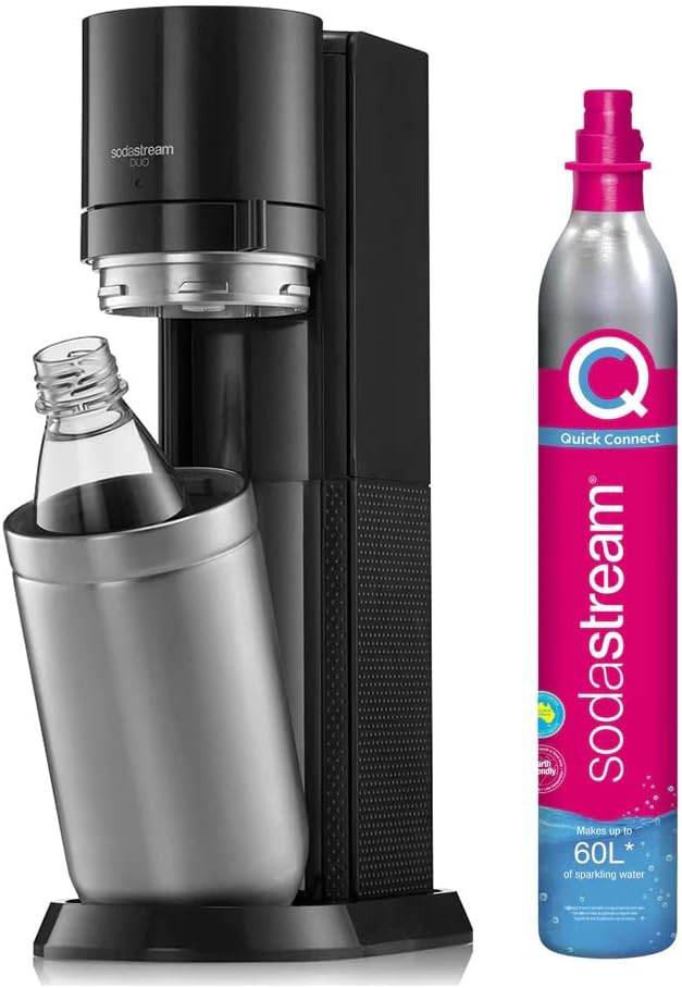 Sodastream 2270148 Gasatore Duo Black+b.vetro 1lt+b.plast.1lt+cilind.