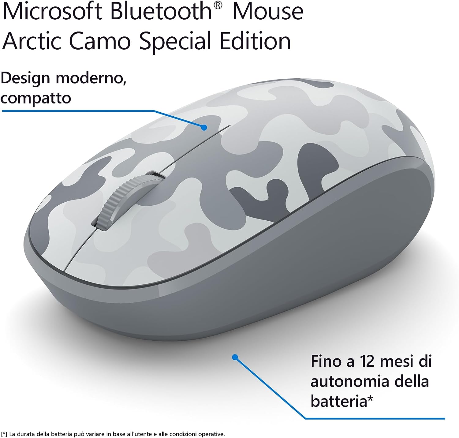 Microsoft 8KX00005 Mouse Bt 4tasti Arctic Camouflage