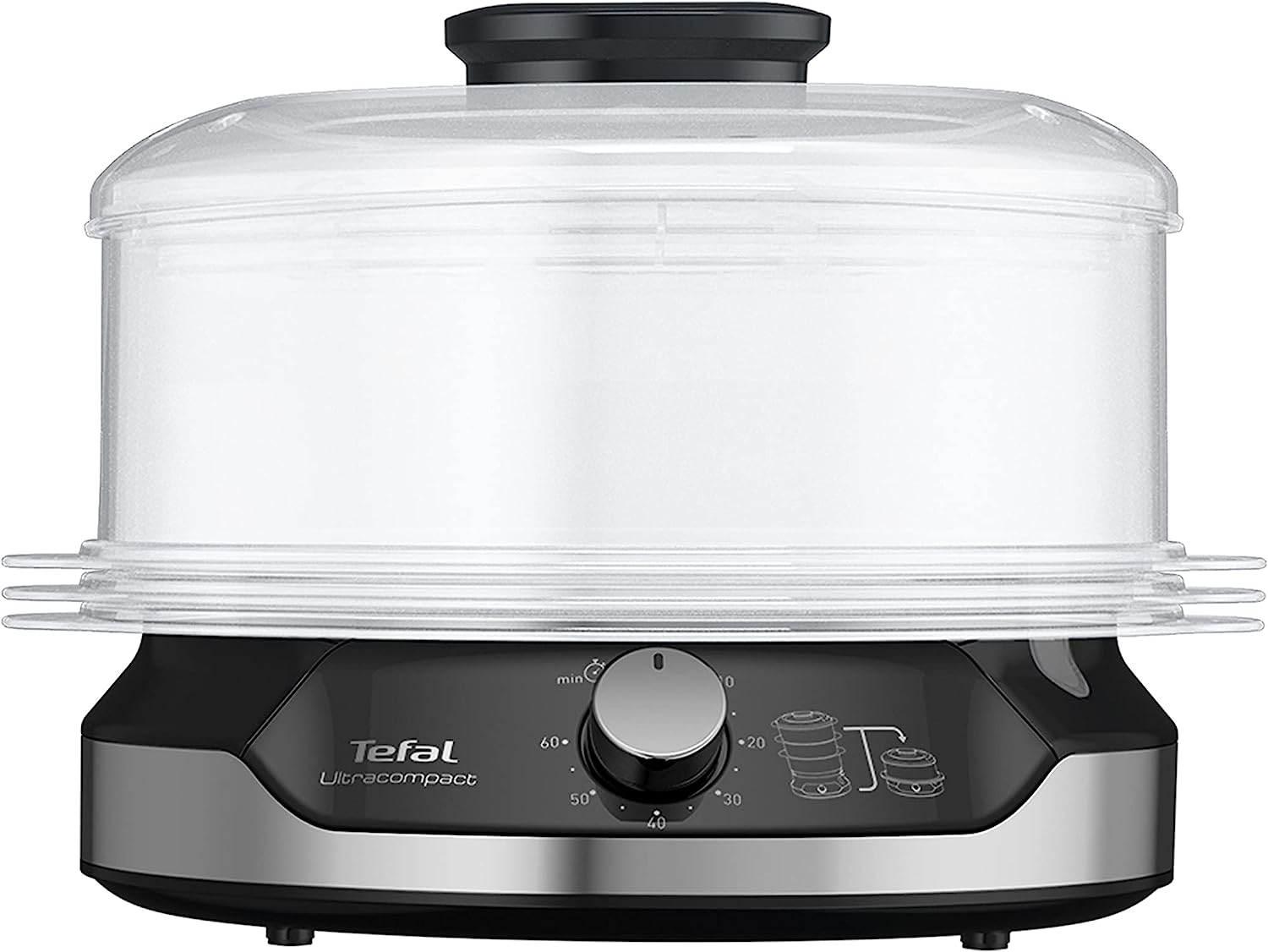 Tefal VC2048 Vaporiera 800w 3vaschette 9lt Nero