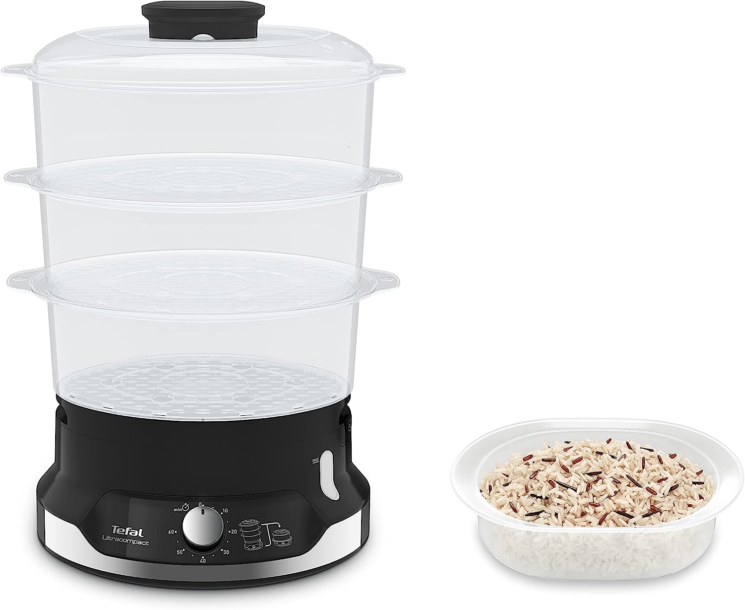 Tefal VC2048 Vaporiera 800w 3vaschette 9lt Nero