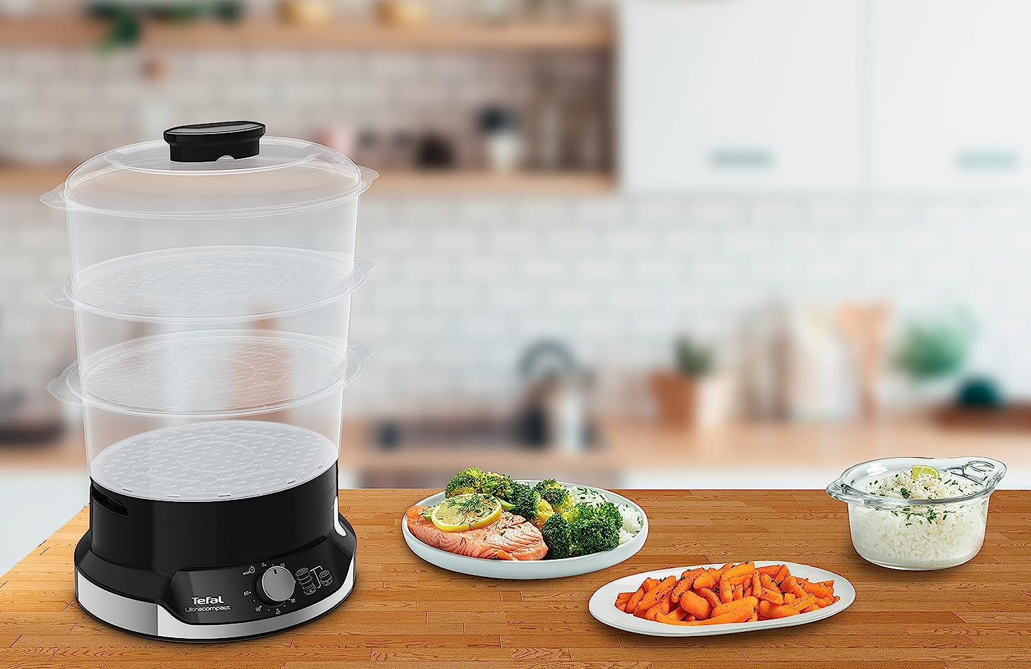 Tefal VC2048 Vaporiera 800w 3vaschette 9lt Nero