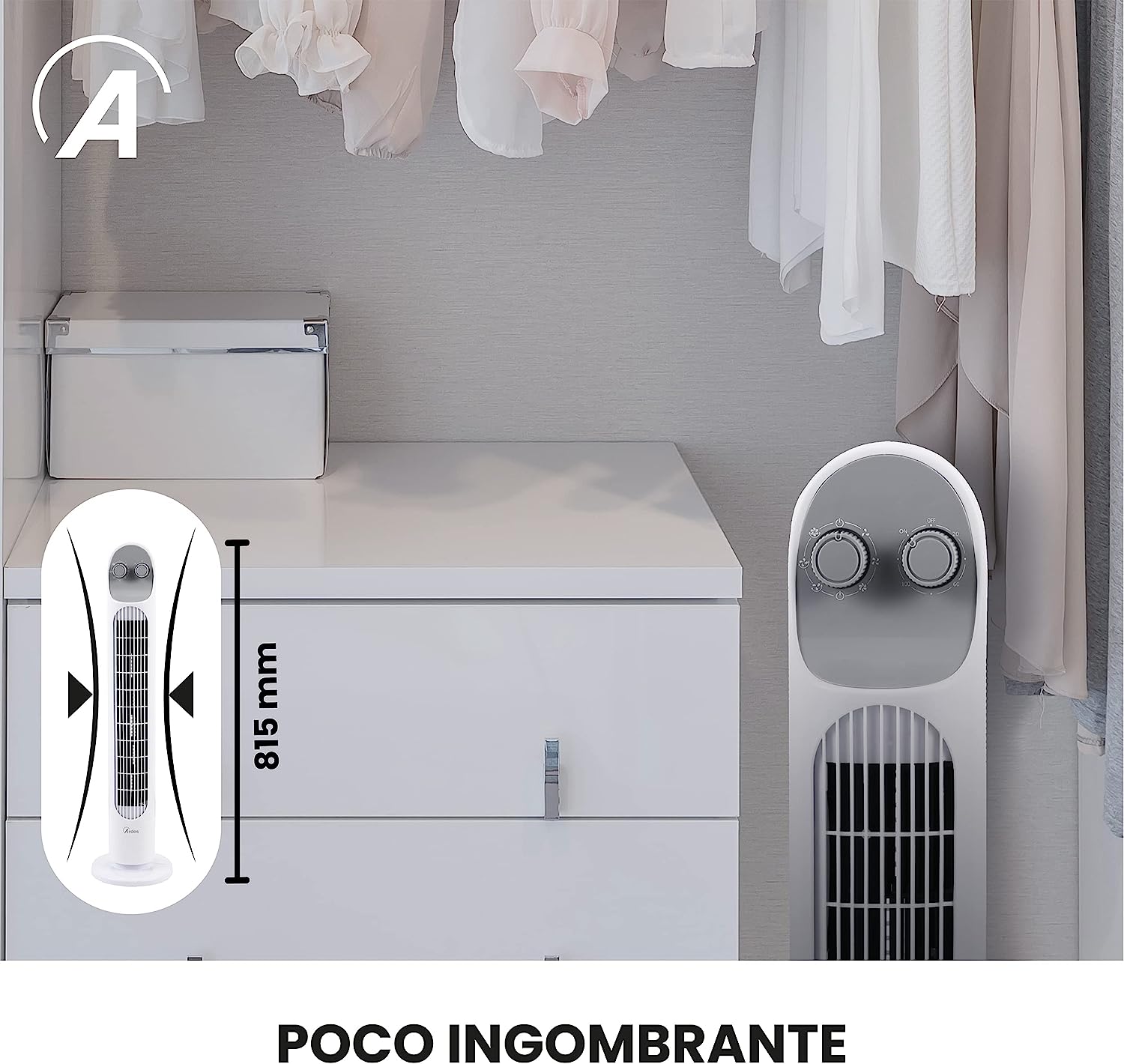 Ardes AR5T801 Vent.torre 45w H81cm 3vel Timer Bianco