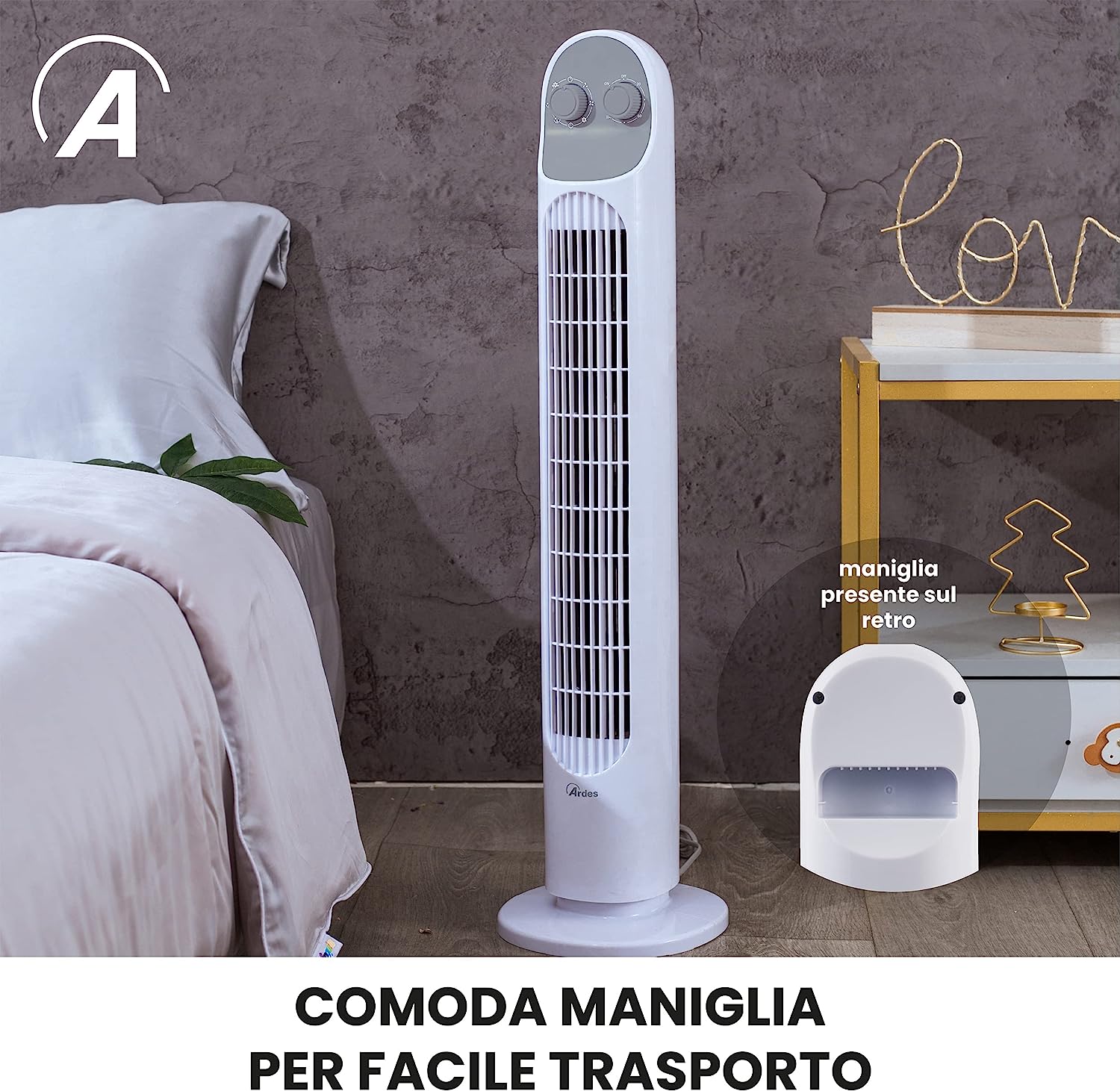 Ardes AR5T801 Vent.torre 45w H81cm 3vel Timer Bianco