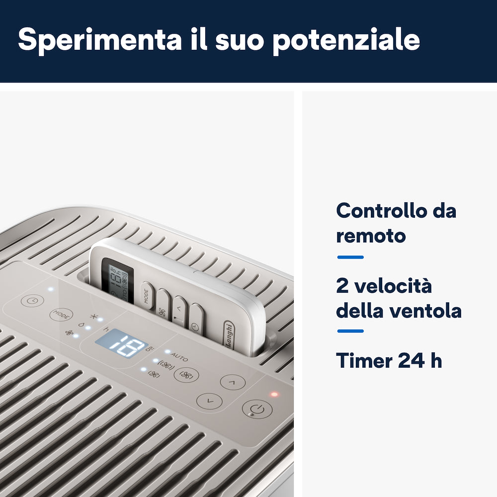 De Longhi PACES72CLASSIC Cond.monoblocco 2.1kw Cl.a Timer R290 Beige
