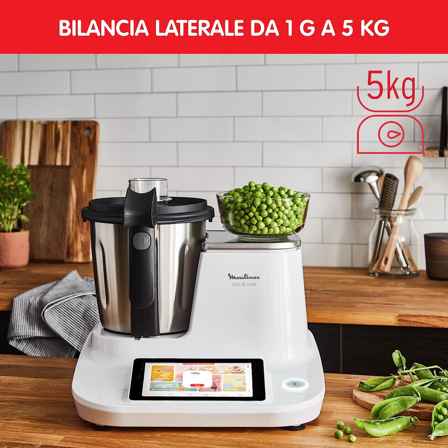 Moulinex HF506111 Robot Cucina 1400w 2lt 32funz. C/bilancia Bianco