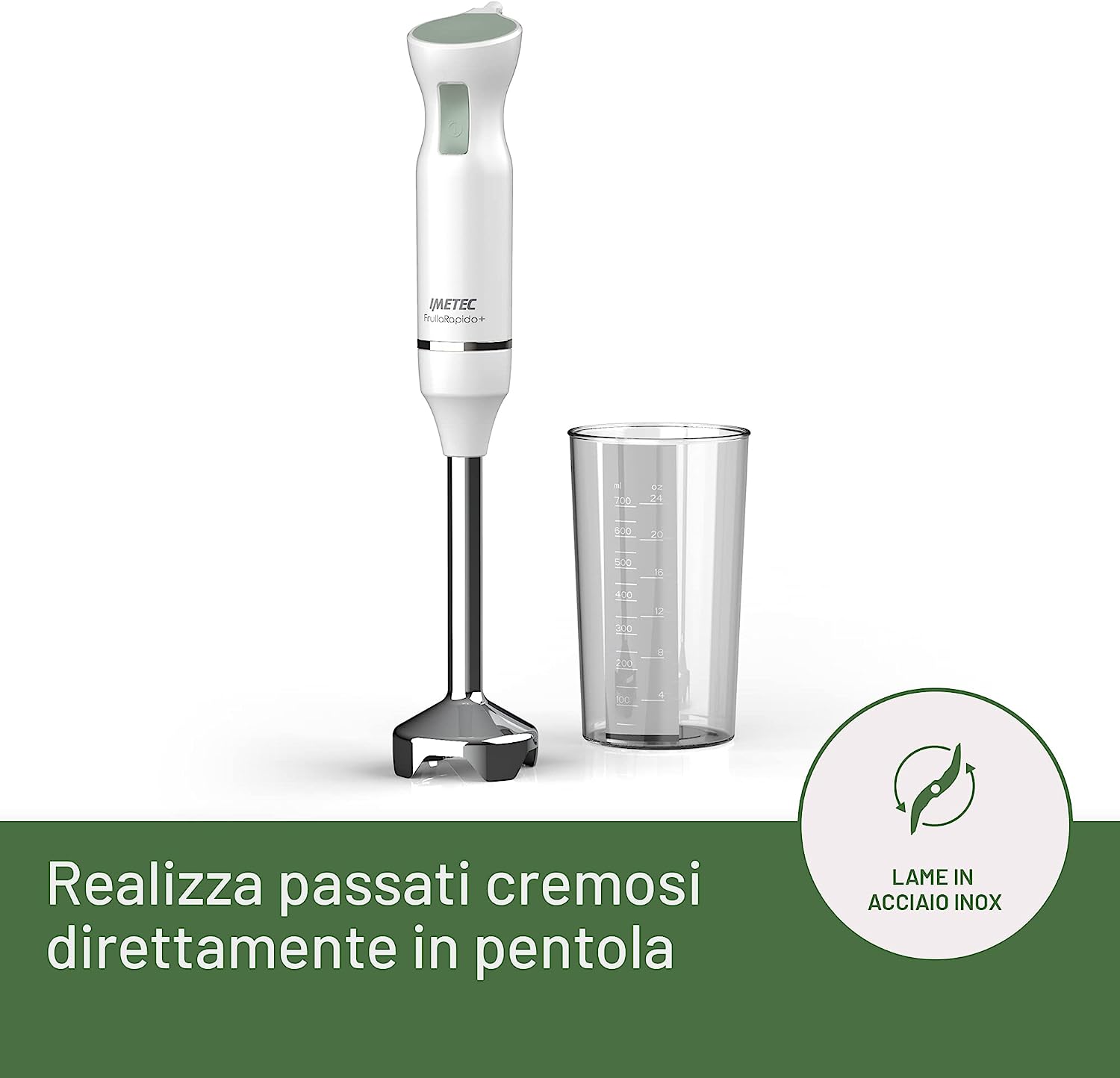 Imetec 7912 Frull.immers. 800w 0.7lt Xl Lame Inox Bianco