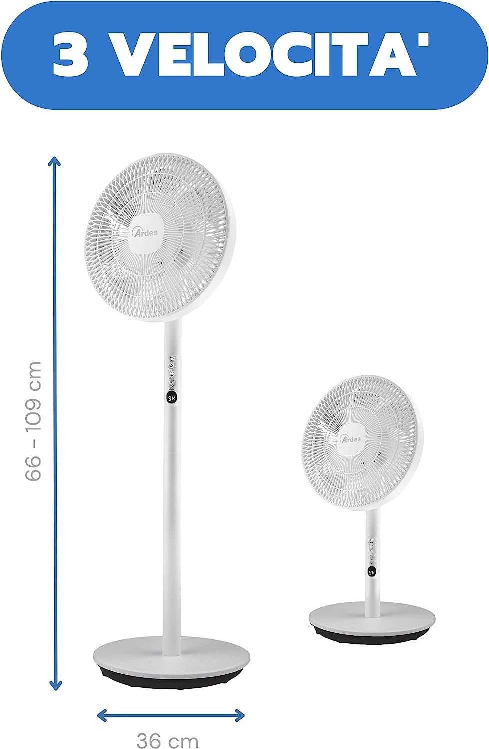 Ardes AR5PR4001 Vent.piantana 45w 3vel. 7pale 30cm Timer Alt.reg.