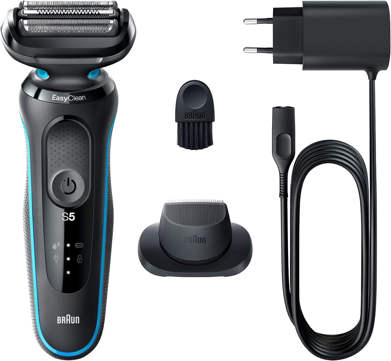 Braun 51M1200S Rasoio Ric. W&d Led C/custodia +1access. Azzurro