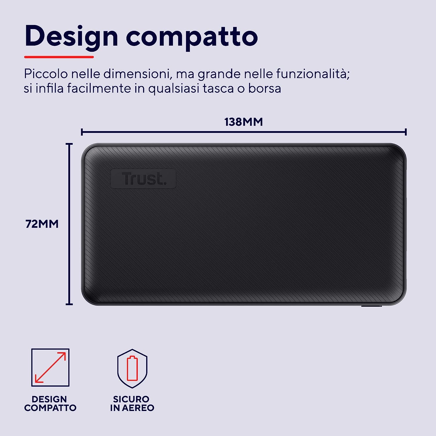 Trust Primo Compatto powerbank da 15.000 mAh Nero