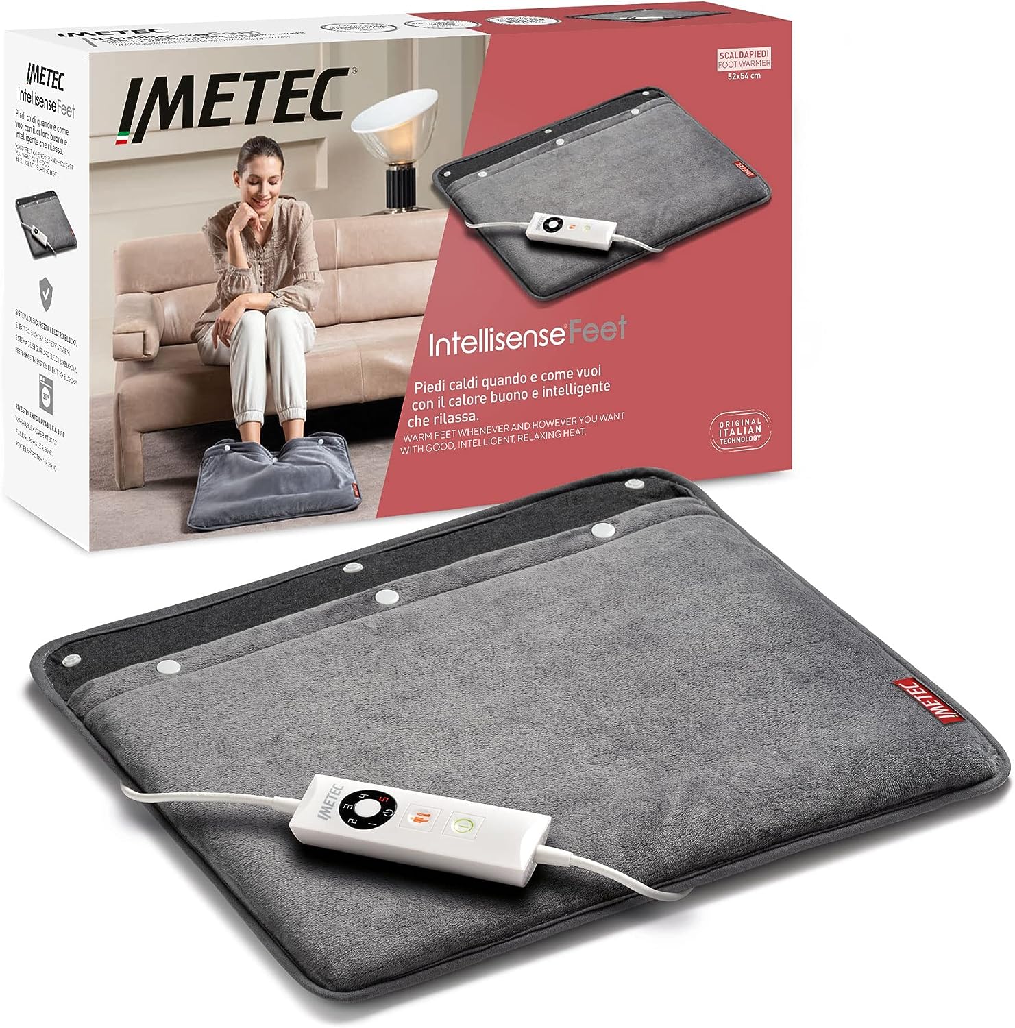 Imetec 16788 Scaldapiedi 5temp. Timer 3h 52x54cm Grigio