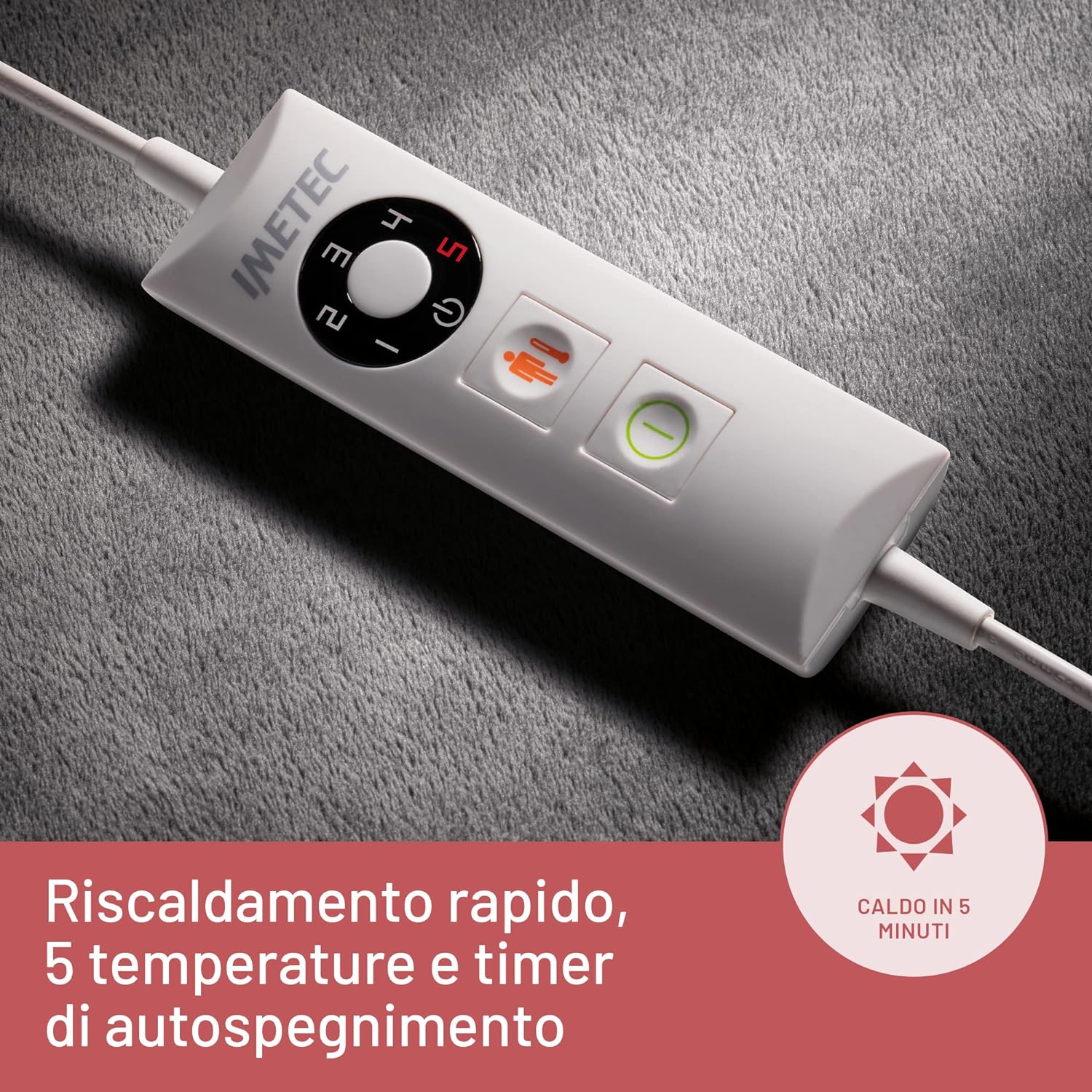 Imetec 16788 Scaldapiedi 5temp. Timer 3h 52x54cm Grigio