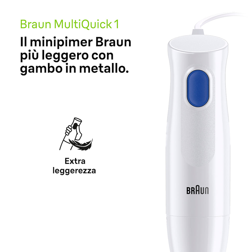 Braun MQ3135WH Minipimer 750w 0.6lt 11vel. Multiquick Inox Bianco –  Bartolucci Srl