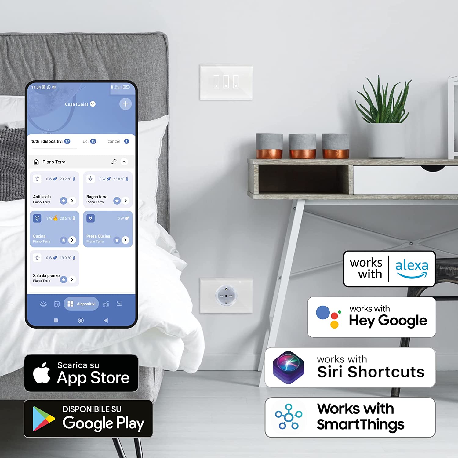 Iotty LSW2I3B Interrutt.smart Luci/cancelli I3 Plus Nero