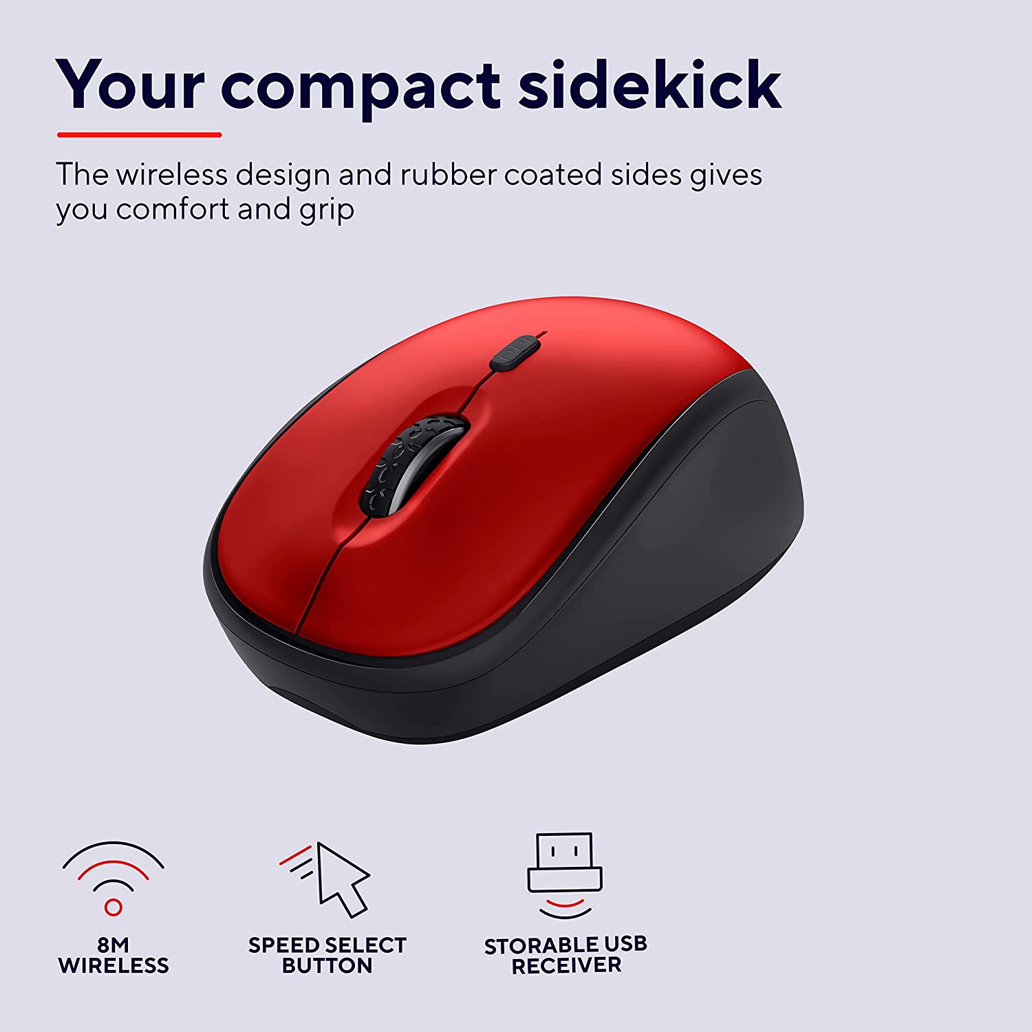 Trust Yvi+ Mouse wireless silenzioso Rosso