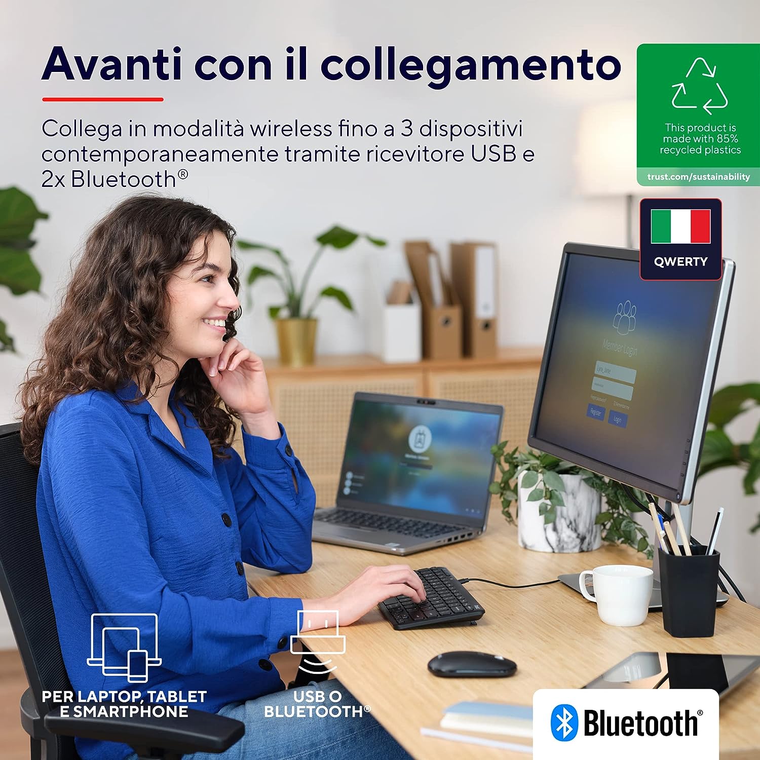 Trust Lyra Tastiera wireless compatta Nero IT