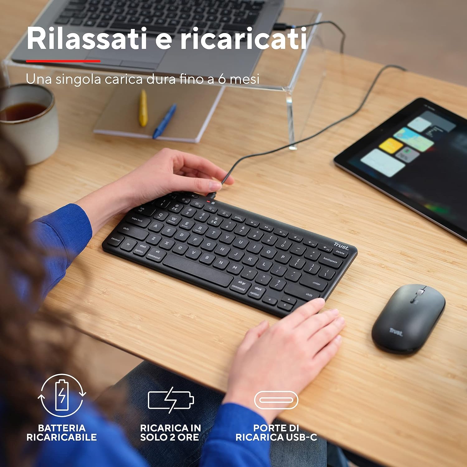 Trust Lyra Tastiera wireless compatta Nero IT