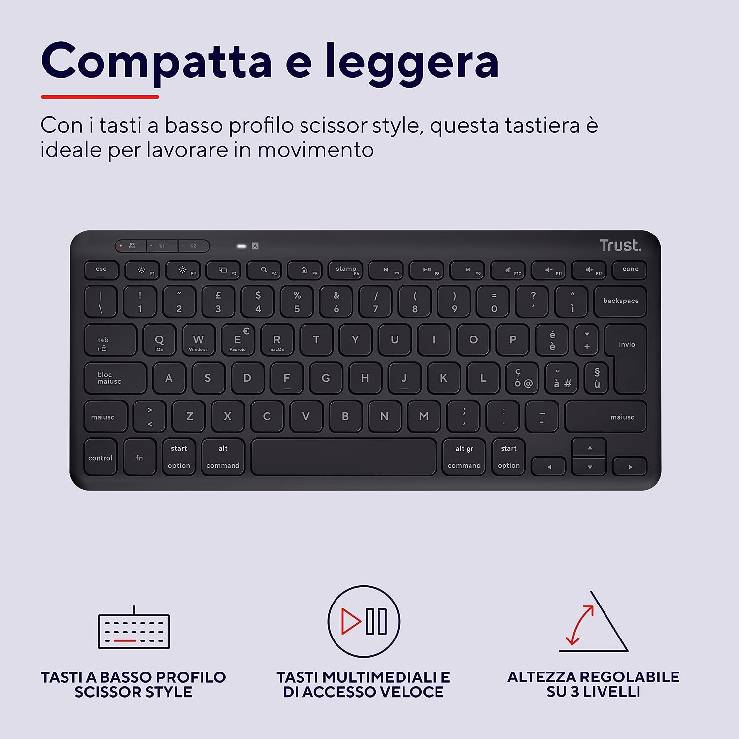 Trust Lyra Tastiera wireless compatta Nero IT