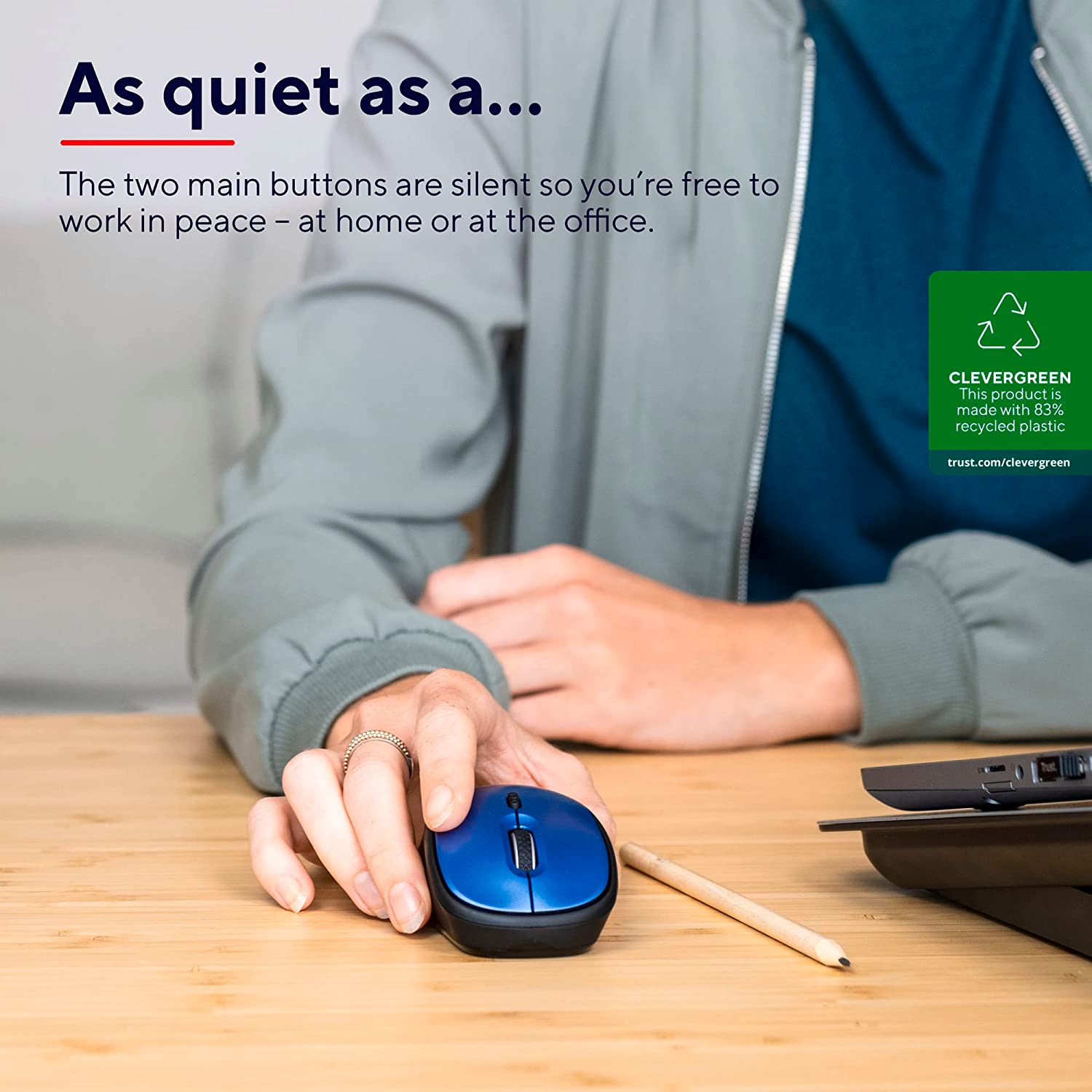 Trust Yvi+ Mouse wireless silenzioso Blu