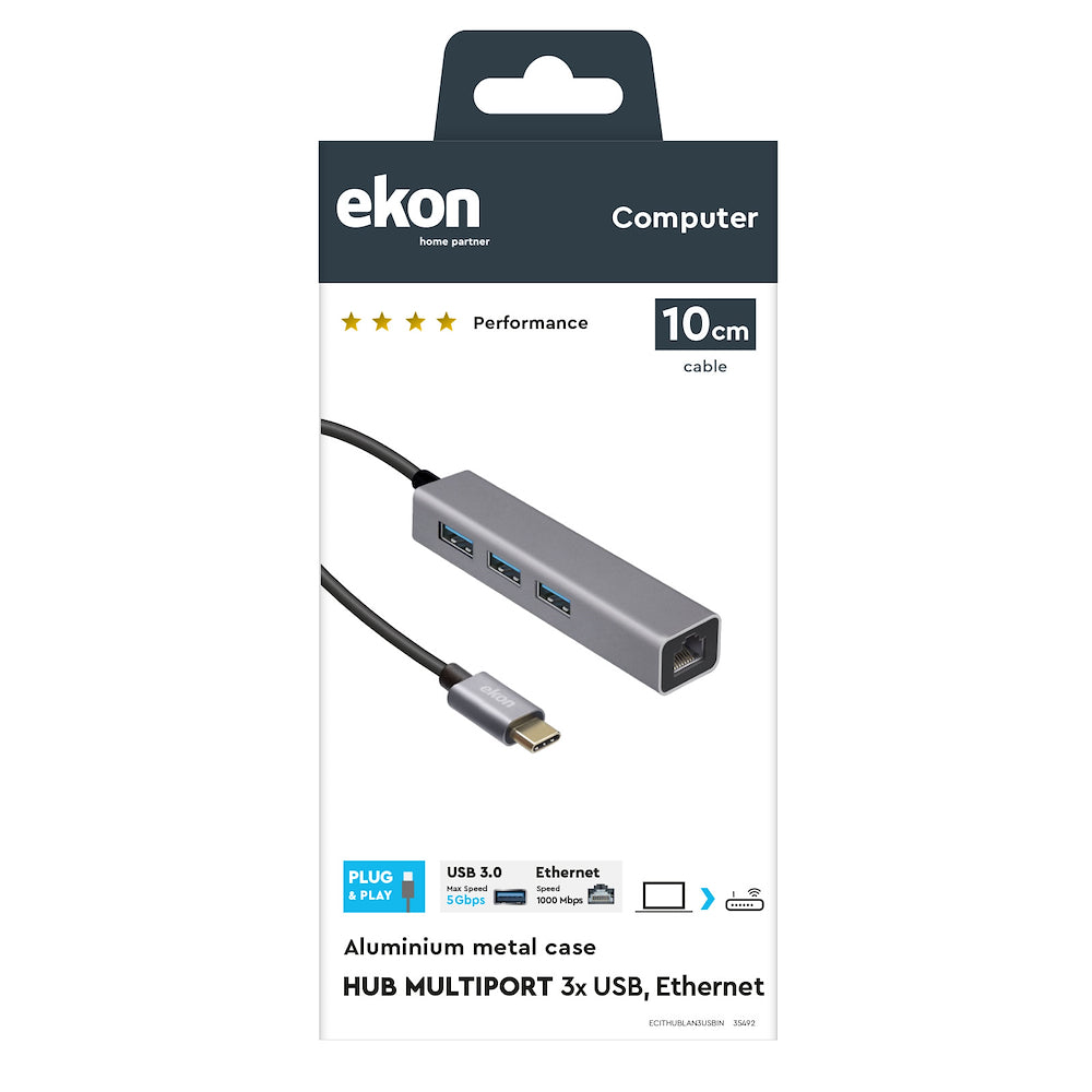 Ekon ECITHUBHDMI4USBIN Hub Type-c M A 3usb 3.0 F/1type-c Pd 100w/1hdmi 4k