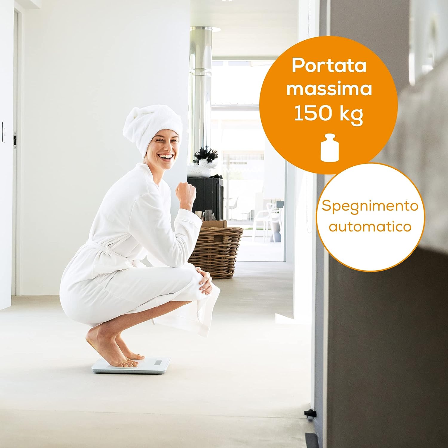 Beurer GS120KOMPAKT Bilancia Pers.dig. 150kg/0.1kg Vetro Bianco
