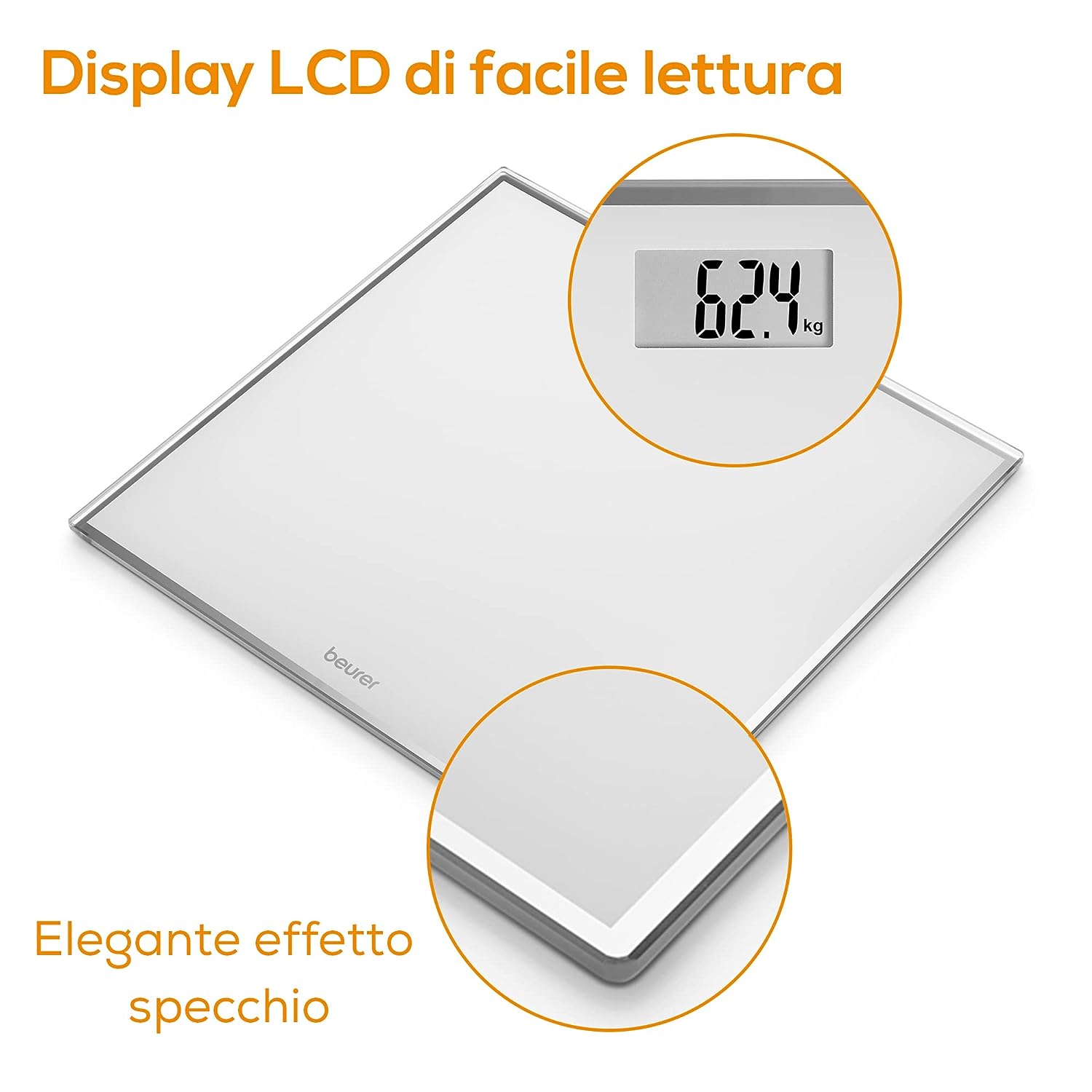 Beurer GS120KOMPAKT Bilancia Pers.dig. 150kg/0.1kg Vetro Bianco