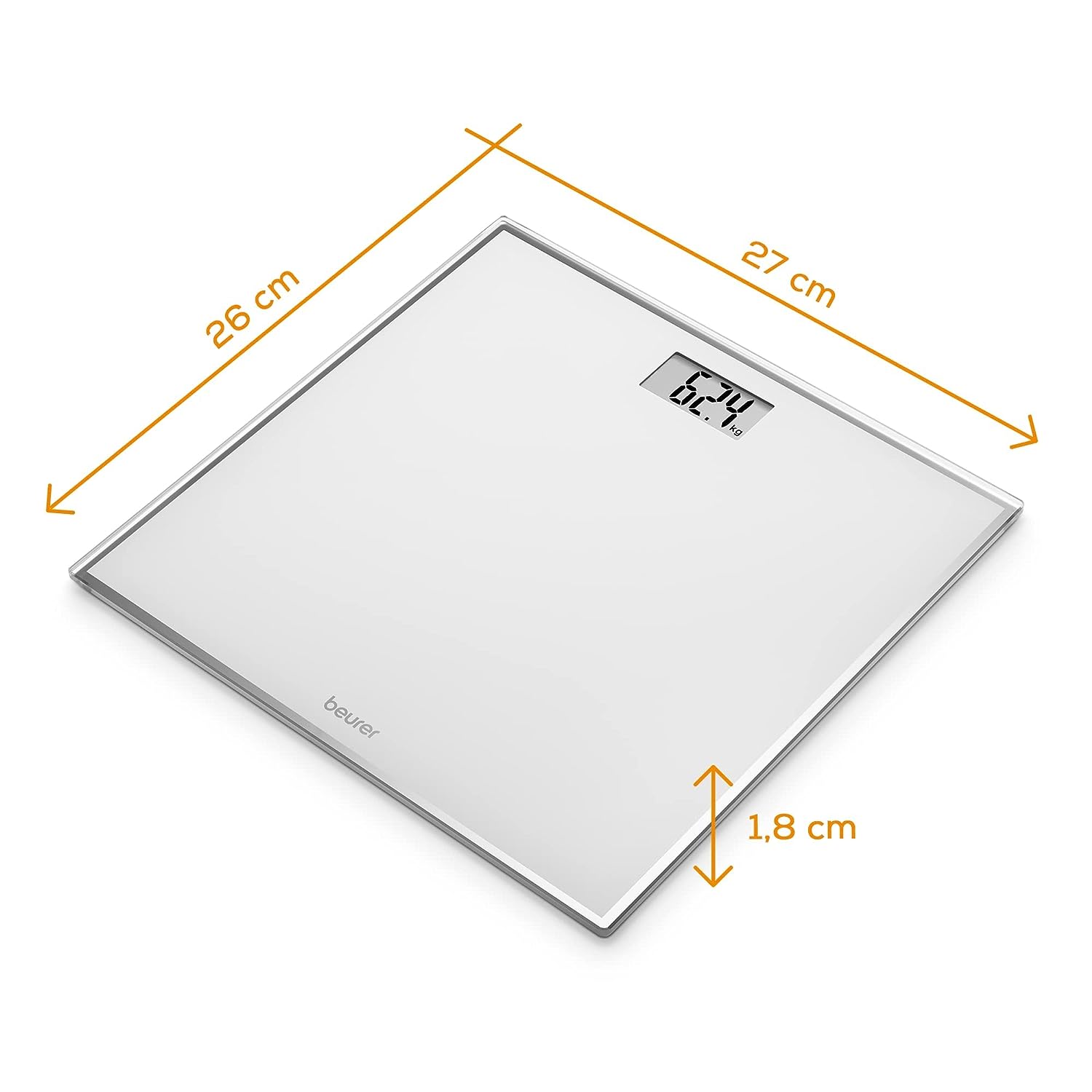 Beurer GS120KOMPAKT Bilancia Pers.dig. 150kg/0.1kg Vetro Bianco