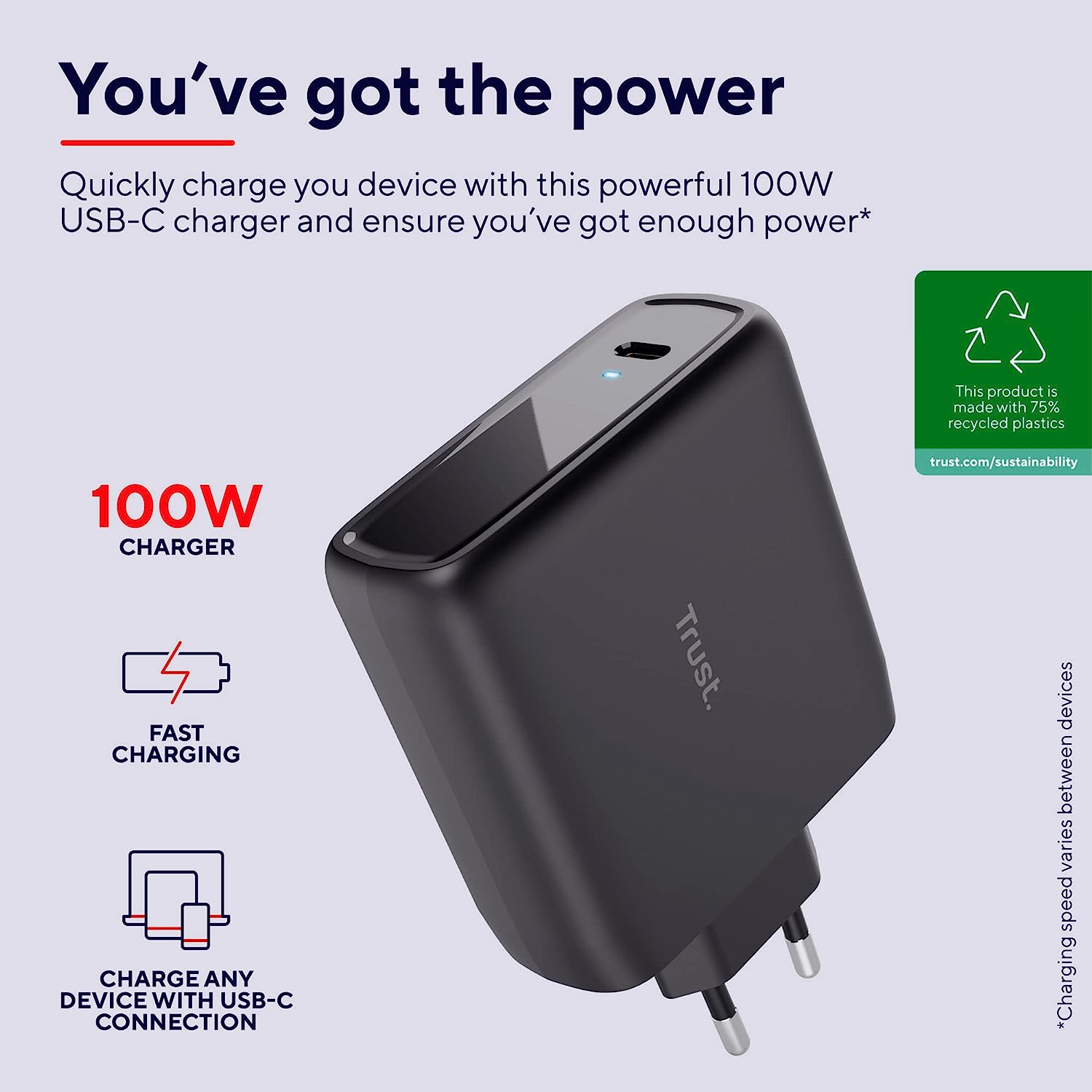 Trust Maxo Caricabatteria USB-C da 100 W Nero
