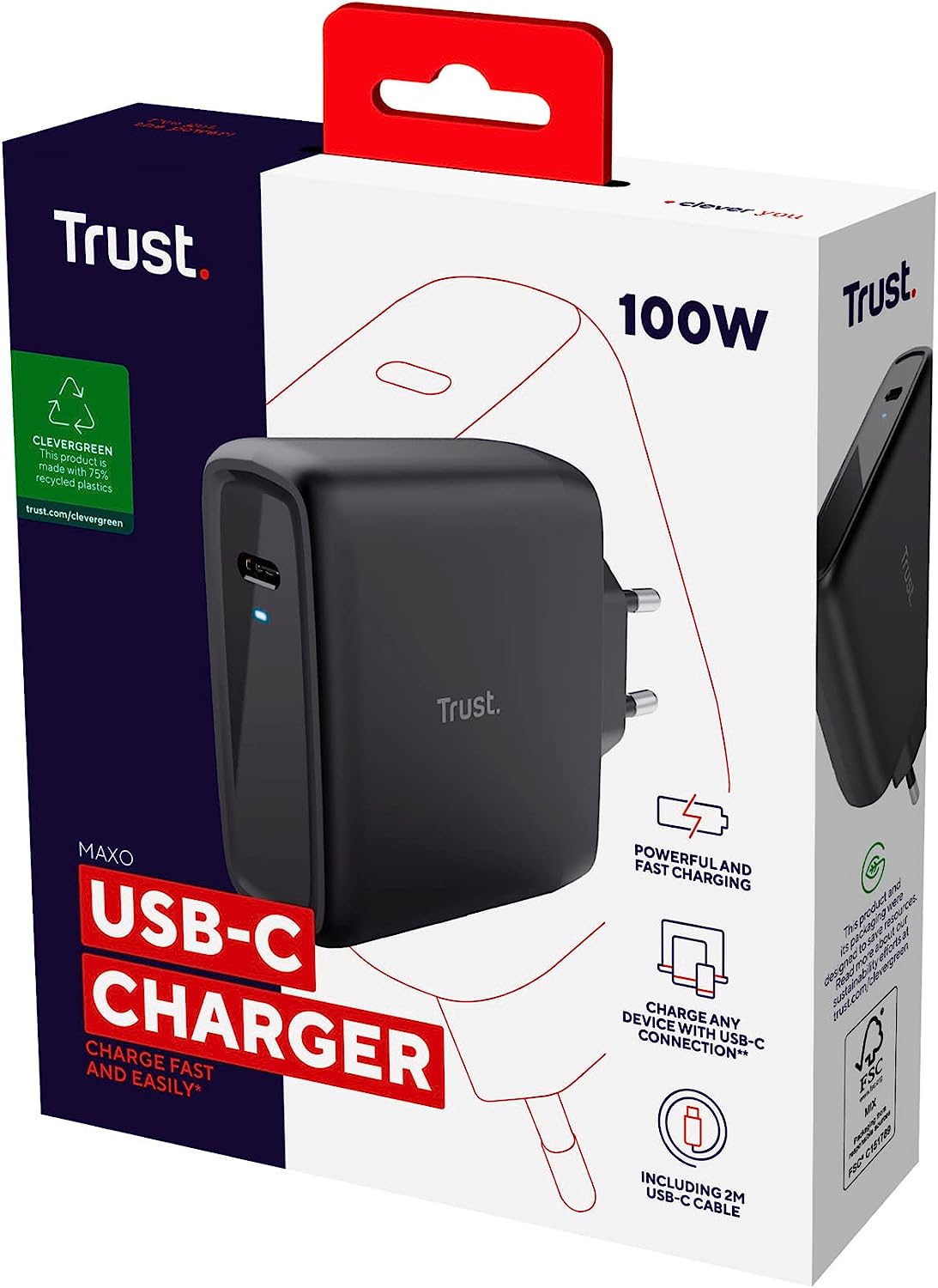 Trust Maxo Caricabatteria USB-C da 100 W Nero