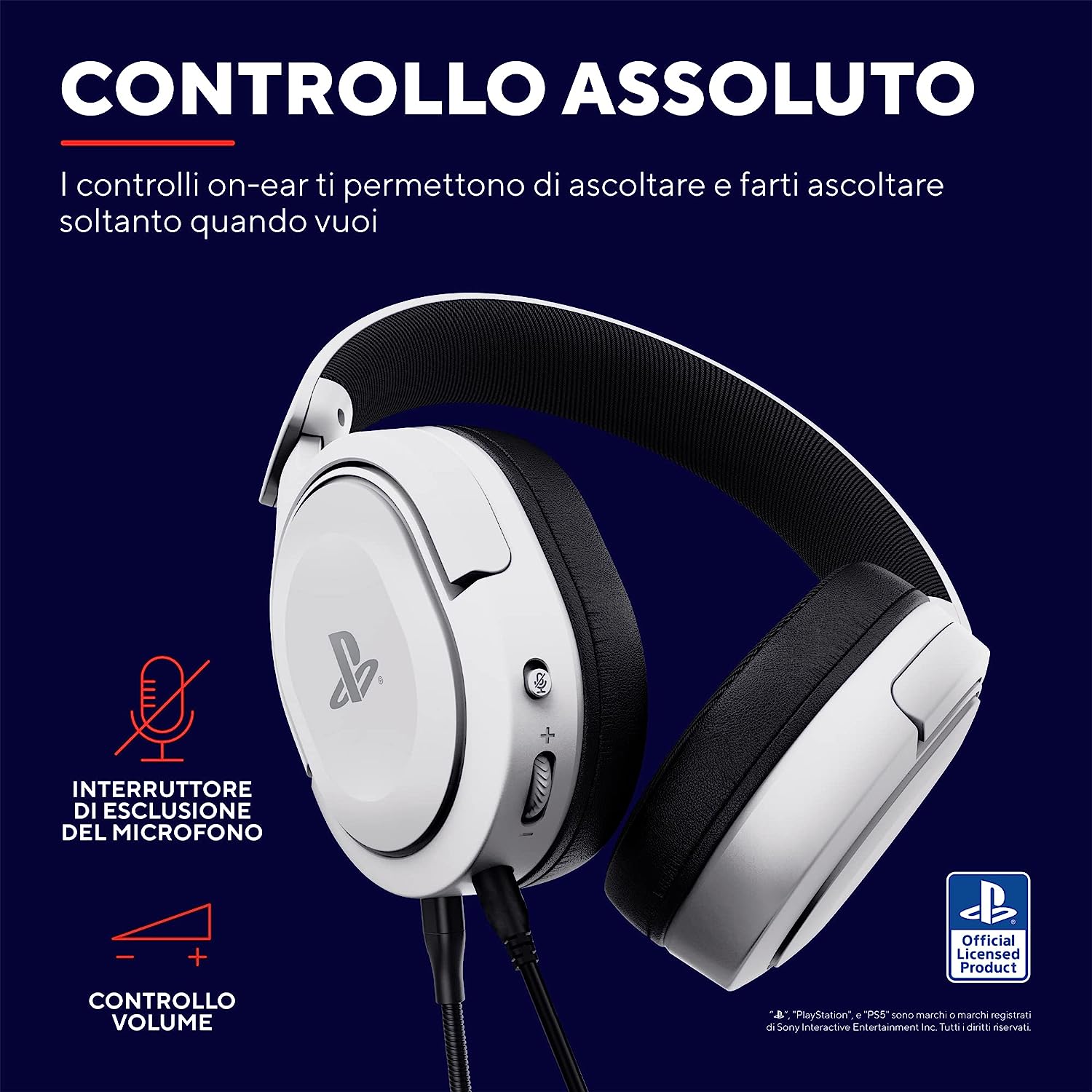 Trust Gaming GXT 498 Forta Cuffie gaming per PS5™ Bianco