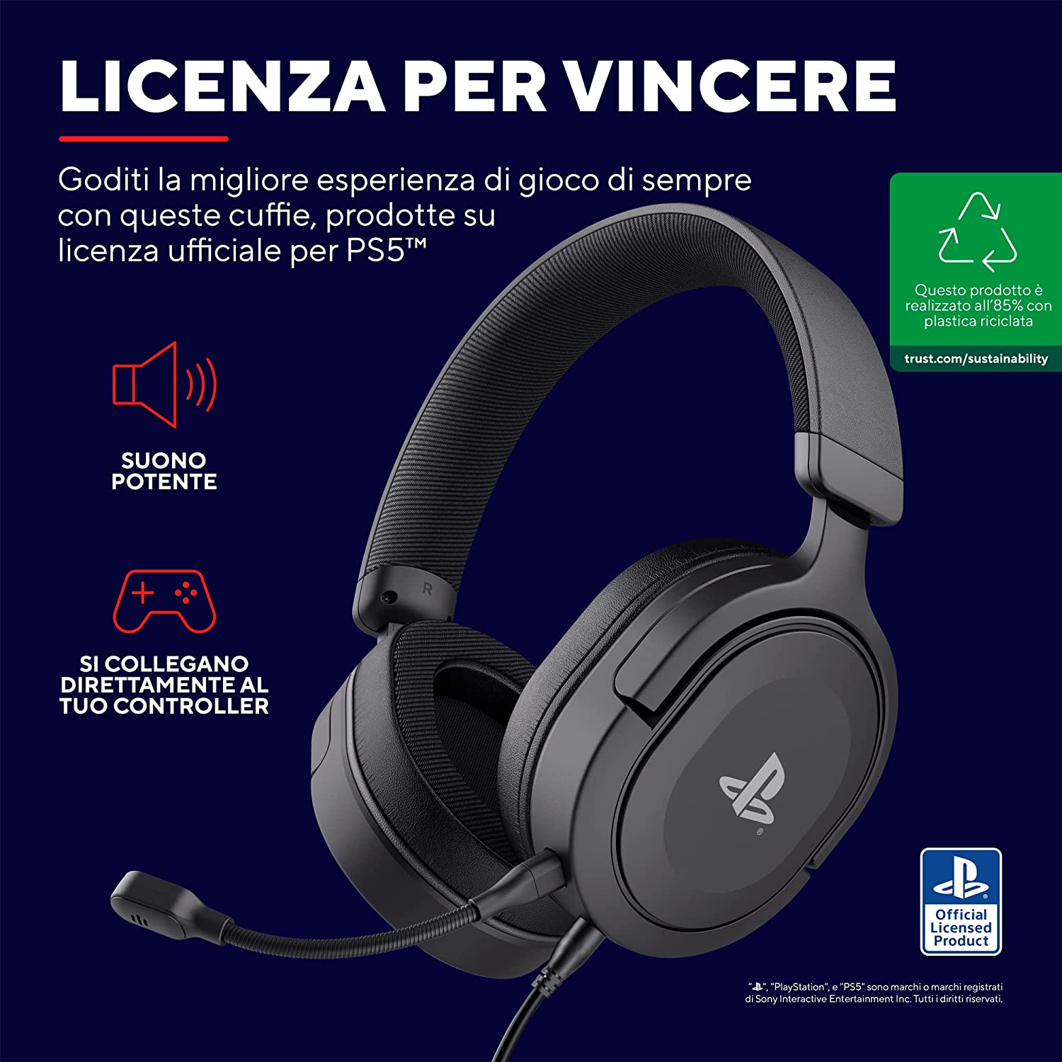 Trust Gaming GXT 498 Forta Cuffie gaming per PS5™ Nero