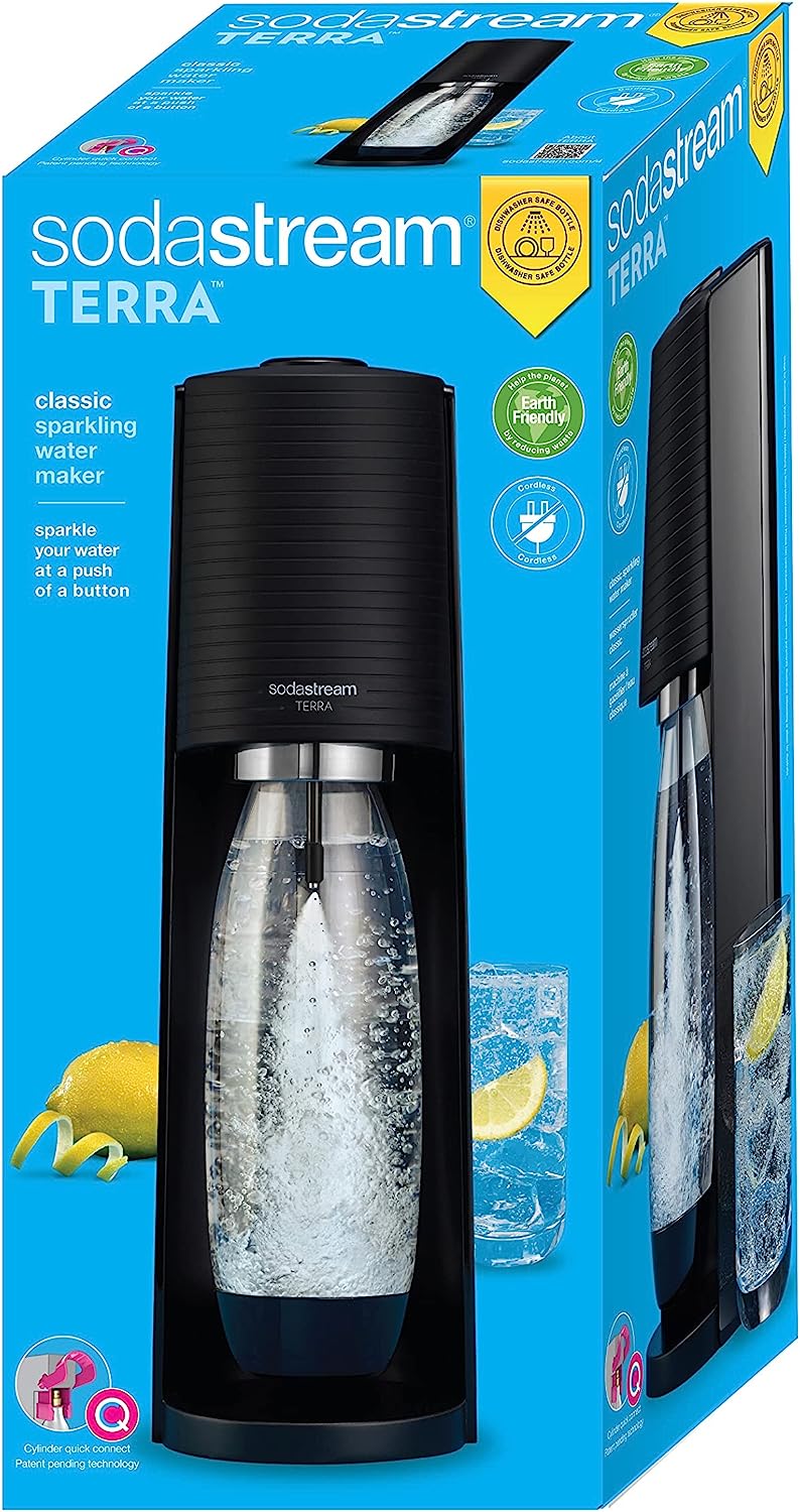 Sodastream 2270210 Gasatore Terra Black + 1bottiglia 1lt + 1cilindro