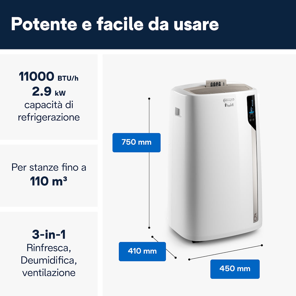 De Longhi PACEL110ERFWIFI Cond.monoblocco 2.9kw Cl.a Disp.led R290 Bt/wifi