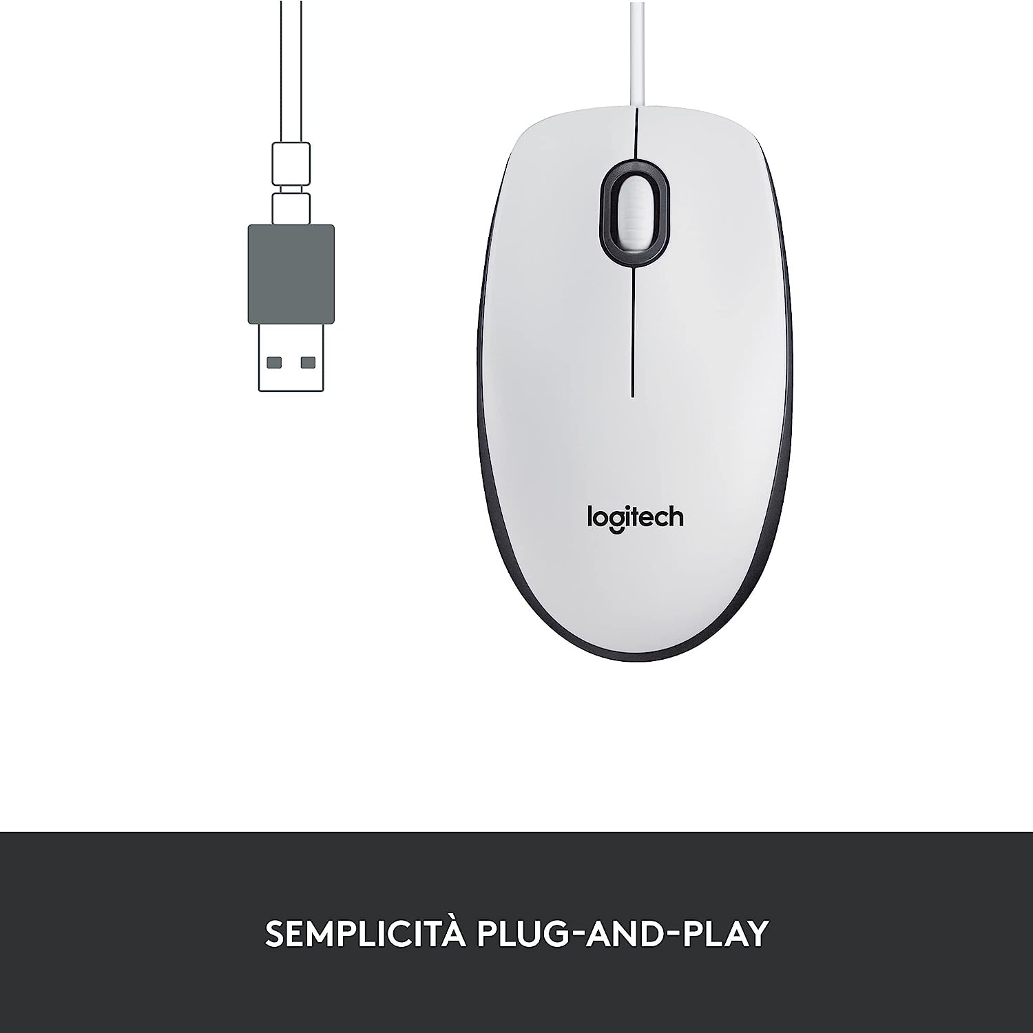 Logitech 910006764 Mouse Wired M100 White
