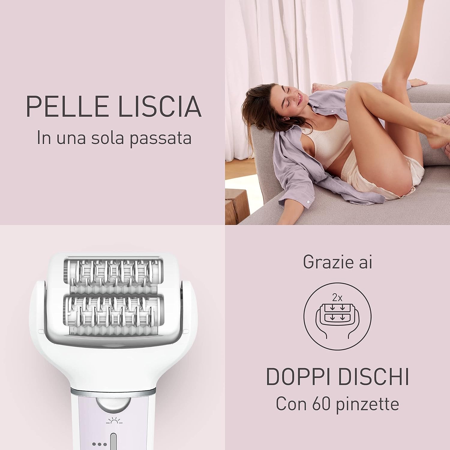 Panasonic ESEY30V503 Epilatore Wet&dry 60pinze 3pz Lilla