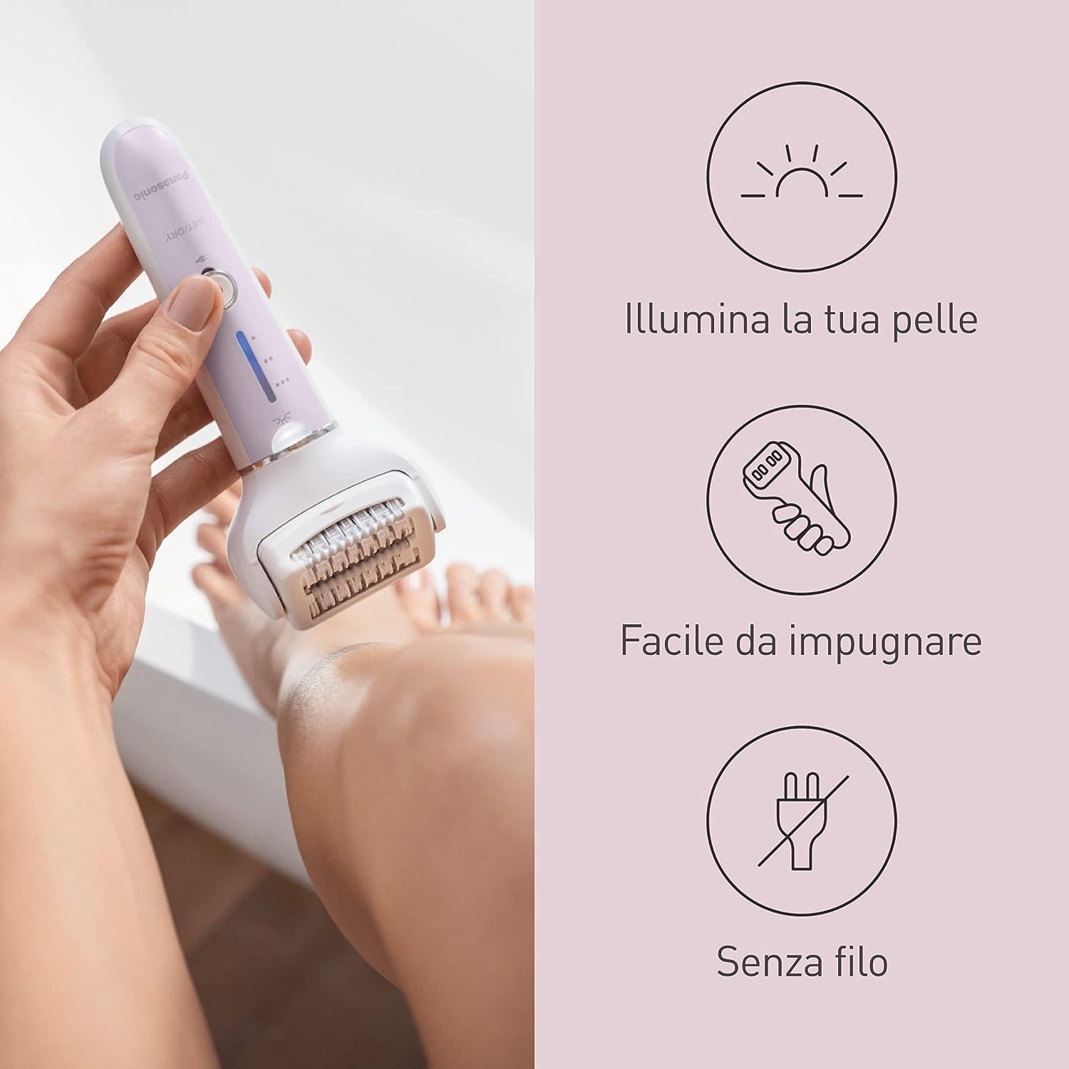 Panasonic ESEY30V503 Epilatore Wet&dry 60pinze 3pz Lilla