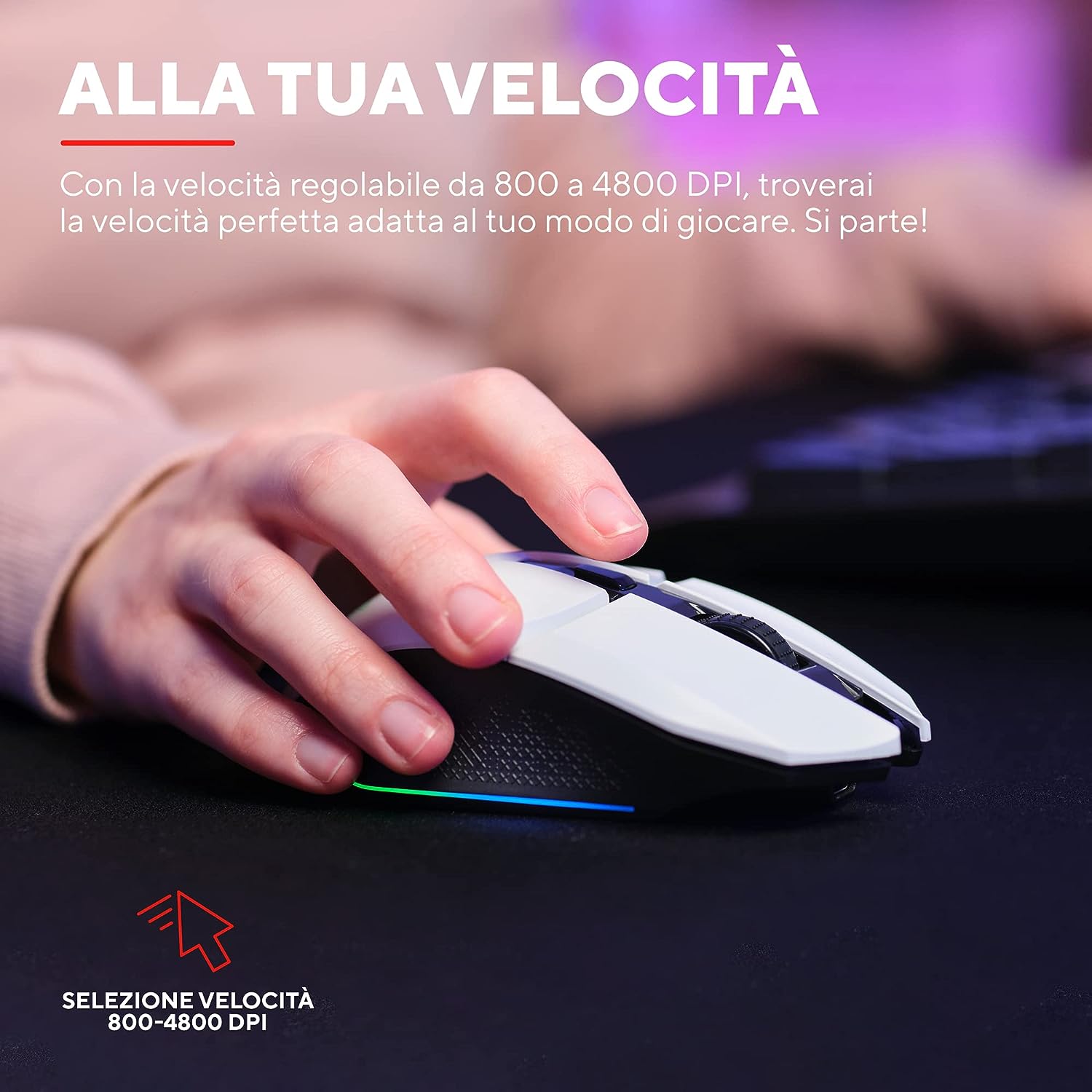 Trust Gaming GXT 110 FeloxMouse da gaming illuminato wireless Bianco