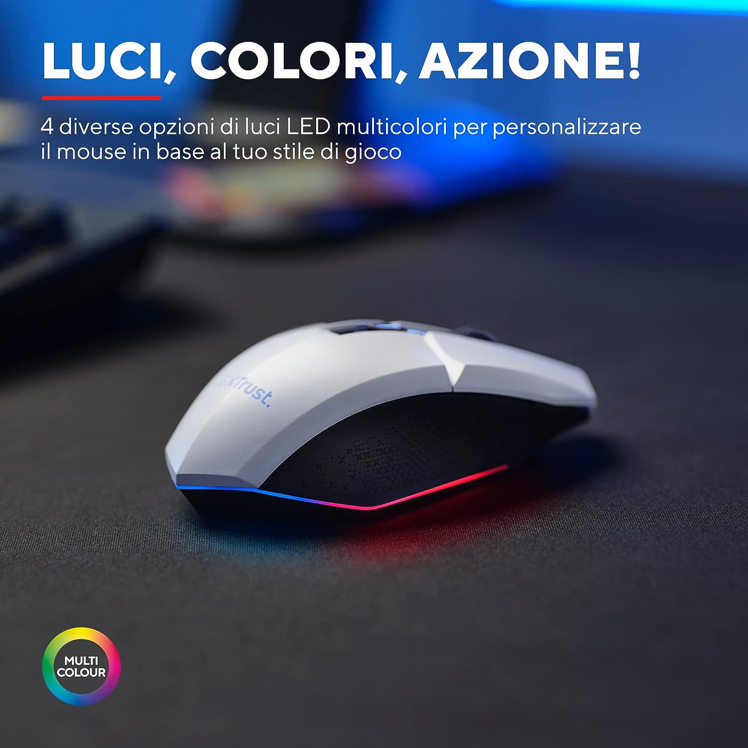 Trust Gaming GXT 110 FeloxMouse da gaming illuminato wireless Bianco