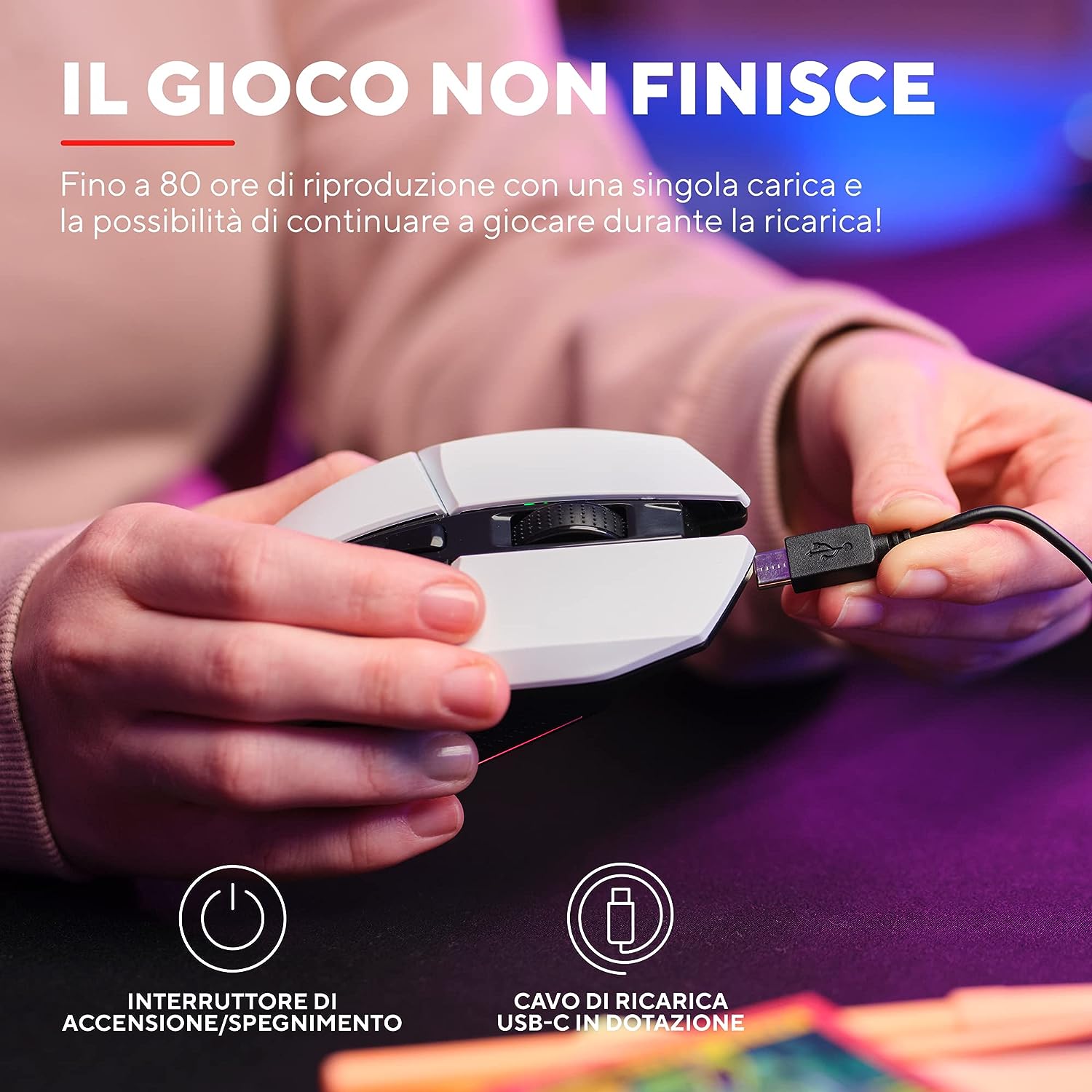 Trust Gaming GXT 110 FeloxMouse da gaming illuminato wireless Bianco