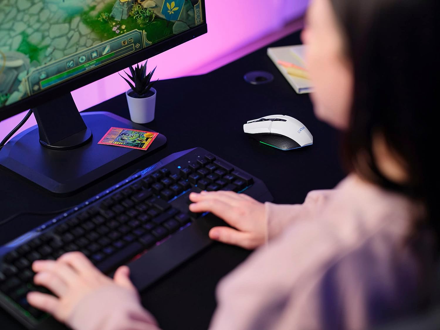Trust Gaming GXT 110 FeloxMouse da gaming illuminato wireless Bianco